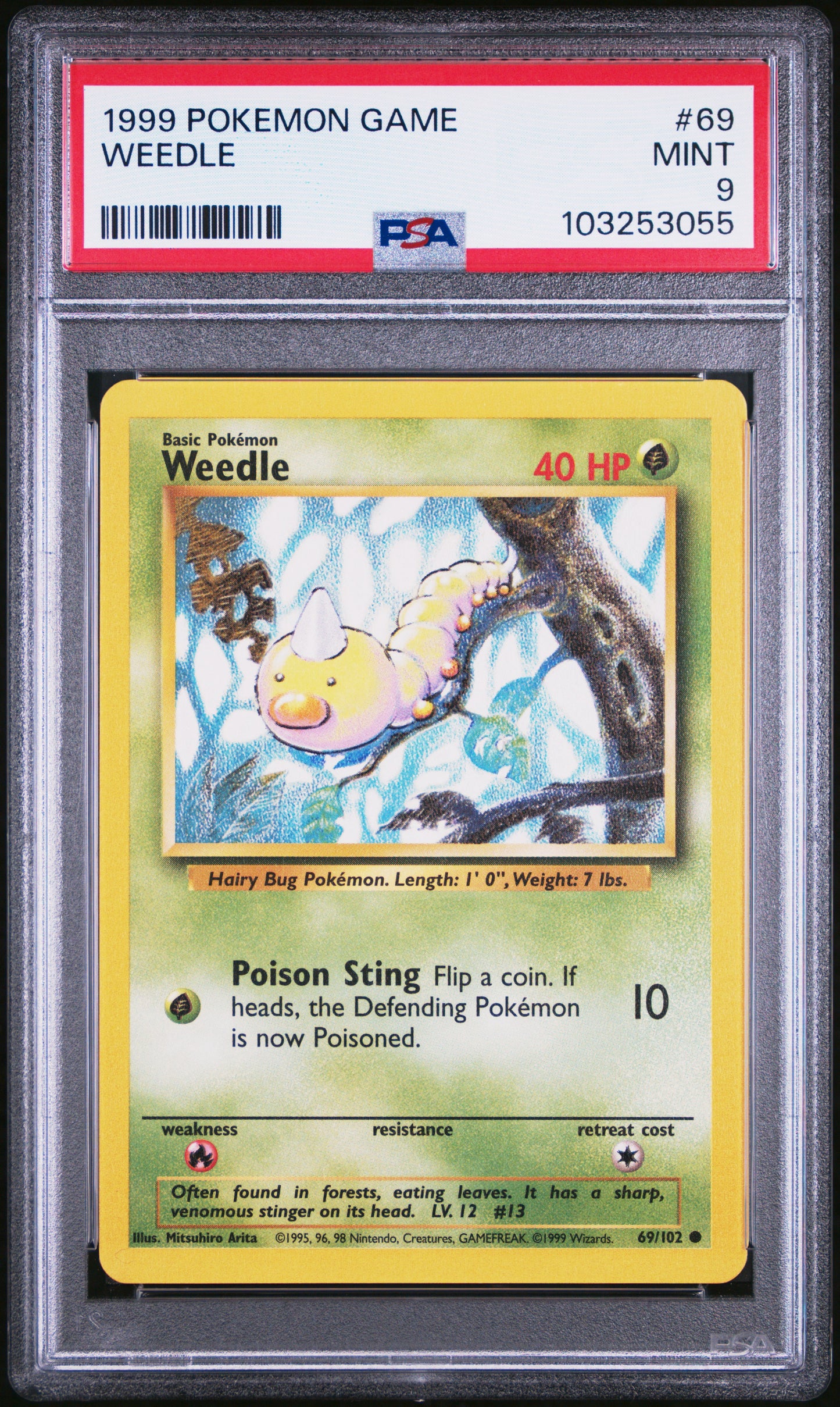 WEEDLE 69/102 Unlimited POKEMON GAME PSA9 MINT 9 PSA population 542 <a href=https://www.psacard.com/cert/103253055/psa>https://www.psacard.com/cert/103253055/psa</a>