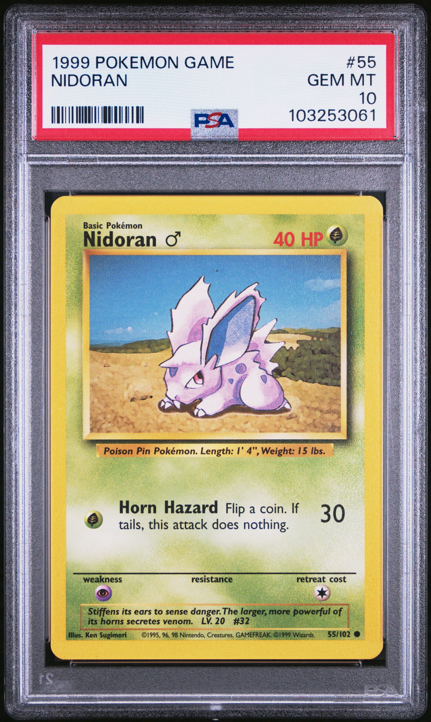 NIDORAN 55/102 Unlimited POKEMON GAME PSA10 GEM MT 10 PSA population 437 <a href=https://www.psacard.com/cert/103253061/psa>https://www.psacard.com/cert/103253061/psa</a>