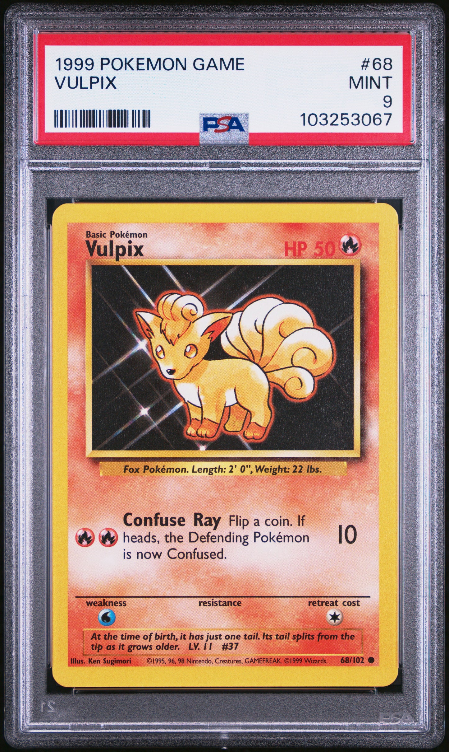 VULPIX 68/102 Unlimited POKEMON GAME PSA9 MINT 9 PSA population 878 <a href=https://www.psacard.com/cert/103253067/psa>https://www.psacard.com/cert/103253067/psa</a>