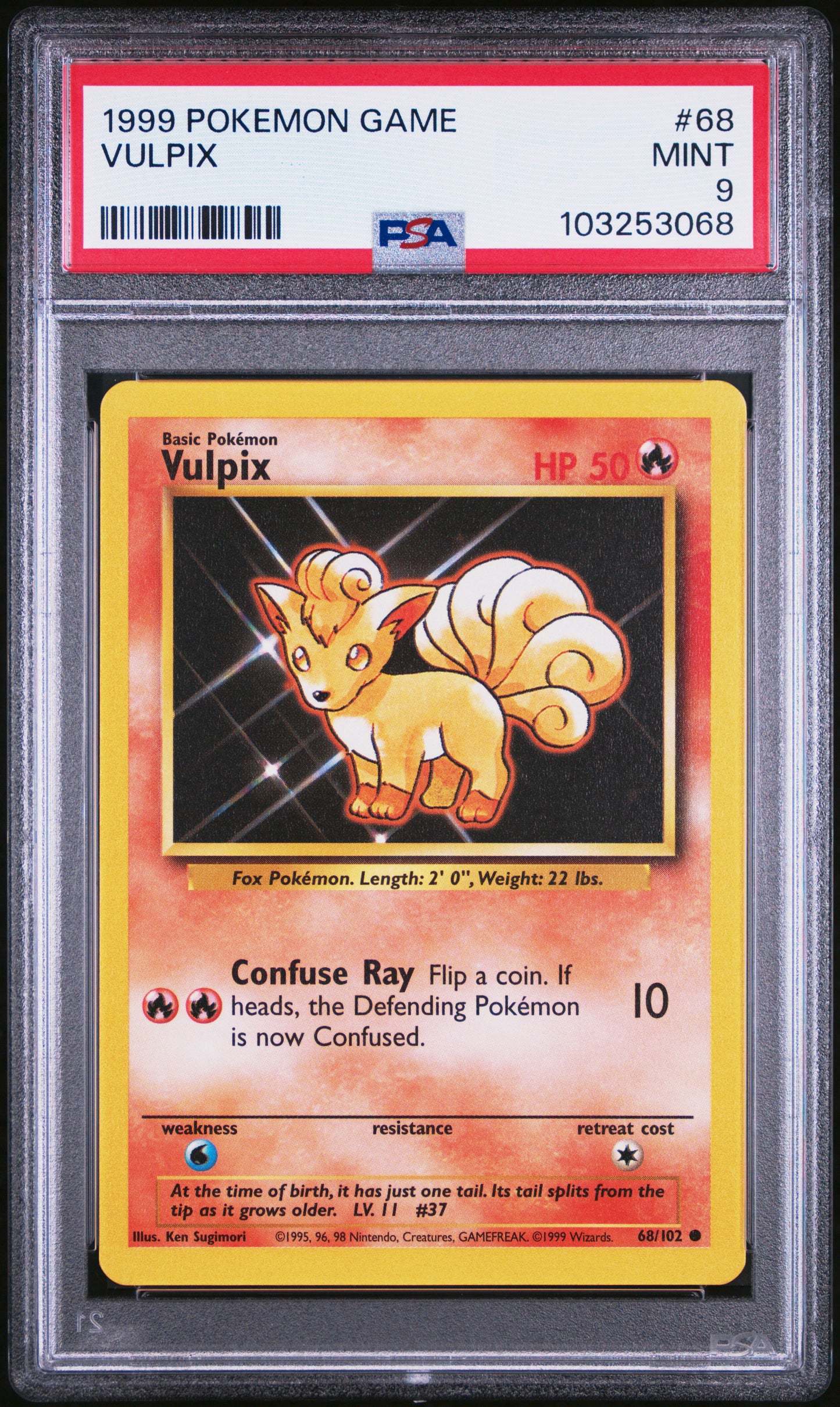 VULPIX 68/102 Unlimited POKEMON GAME PSA9 MINT 9 PSA population 878 <a href=https://www.psacard.com/cert/103253068/psa>https://www.psacard.com/cert/103253068/psa</a>