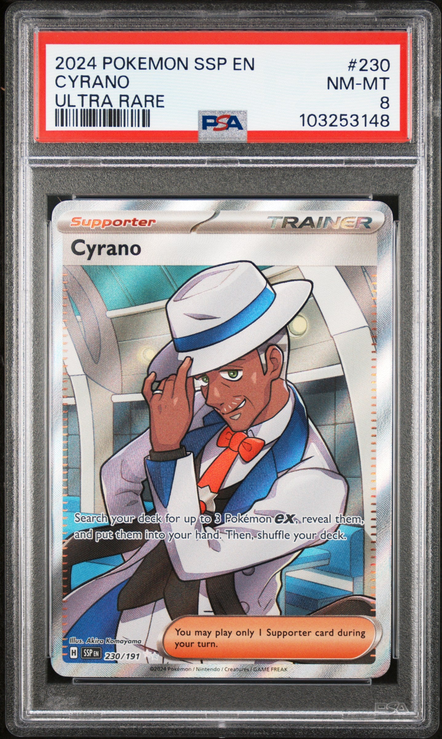 CYRANO 230/191 Common POKEMON SSP EN-SURGING SPARKS ULTRA RARE PSA8 NM-MT 8 PSA population 26 <a href=https://www.psacard.com/cert/103253148/psa>https://www.psacard.com/cert/103253148/psa</a>