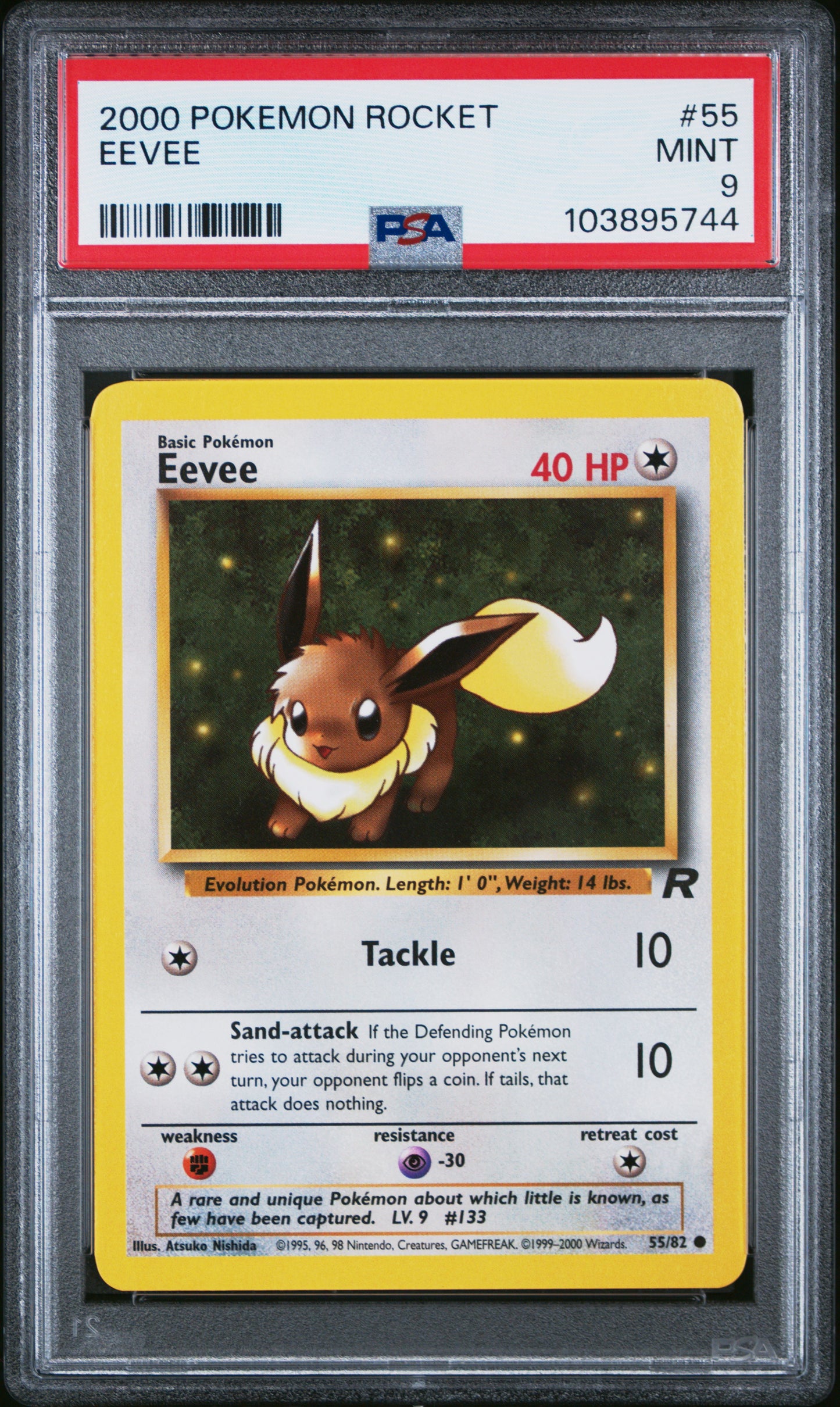 EEVEE 55/82 Common POKEMON ROCKET PSA9 MINT 9 PSA population 303 <a href=https://www.psacard.com/cert/103895744/psa>https://www.psacard.com/cert/103895744/psa</a>