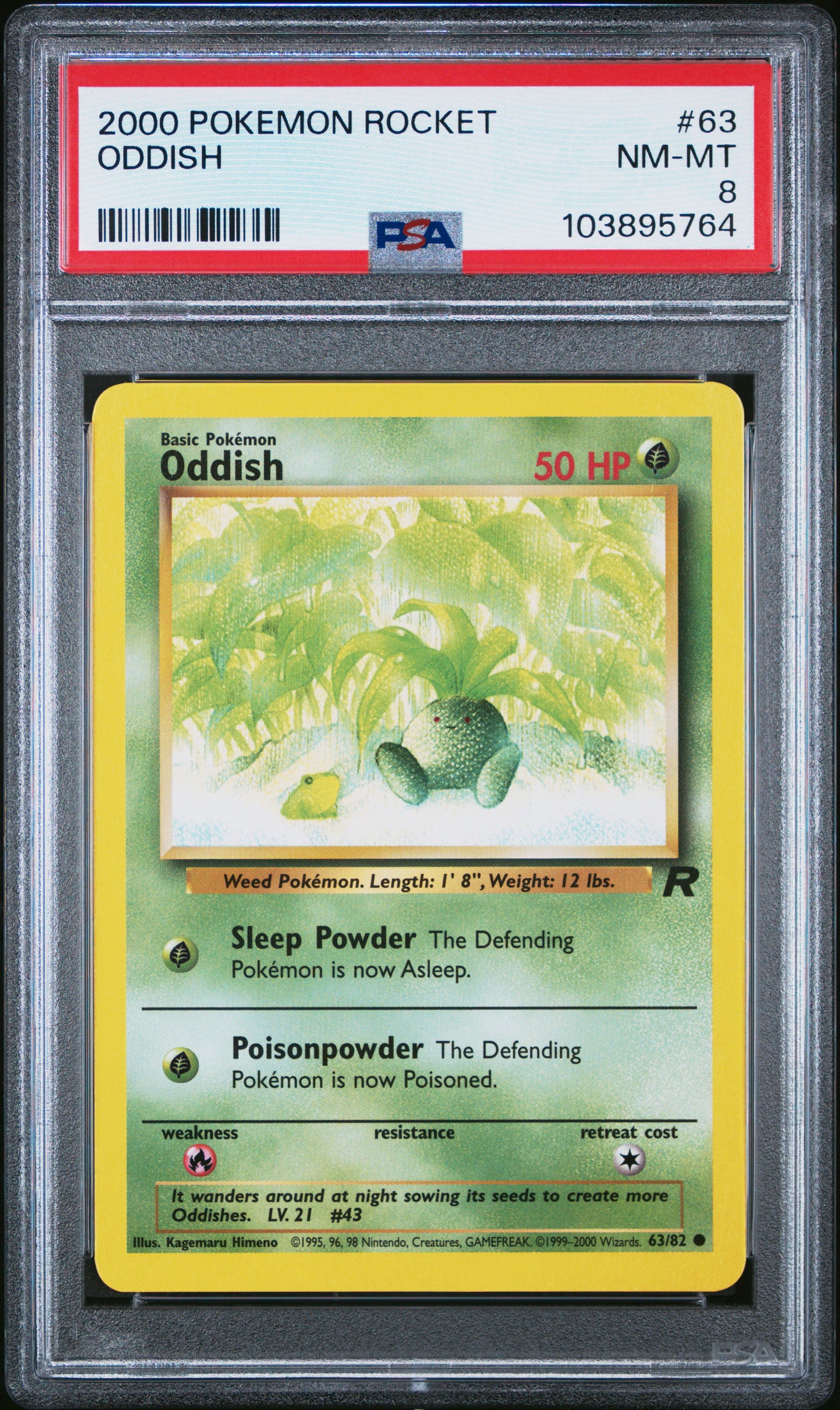 ODDISH 63/82 Common POKEMON ROCKET PSA8 NM-MT 8 PSA population 46 <a href=https://www.psacard.com/cert/103895764/psa>https://www.psacard.com/cert/103895764/psa</a>