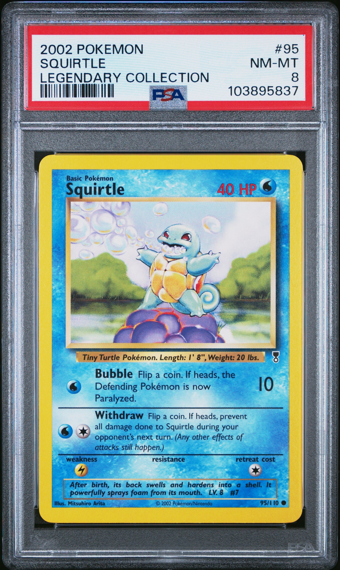 SQUIRTLE 95/110 Common POKEMON LEGENDARY COLLECTION LEGENDARY COLLECTION PSA8 NM-MT 8 PSA population 60 <a href=https://www.psacard.com/cert/103895837/psa>https://www.psacard.com/cert/103895837/psa</a>