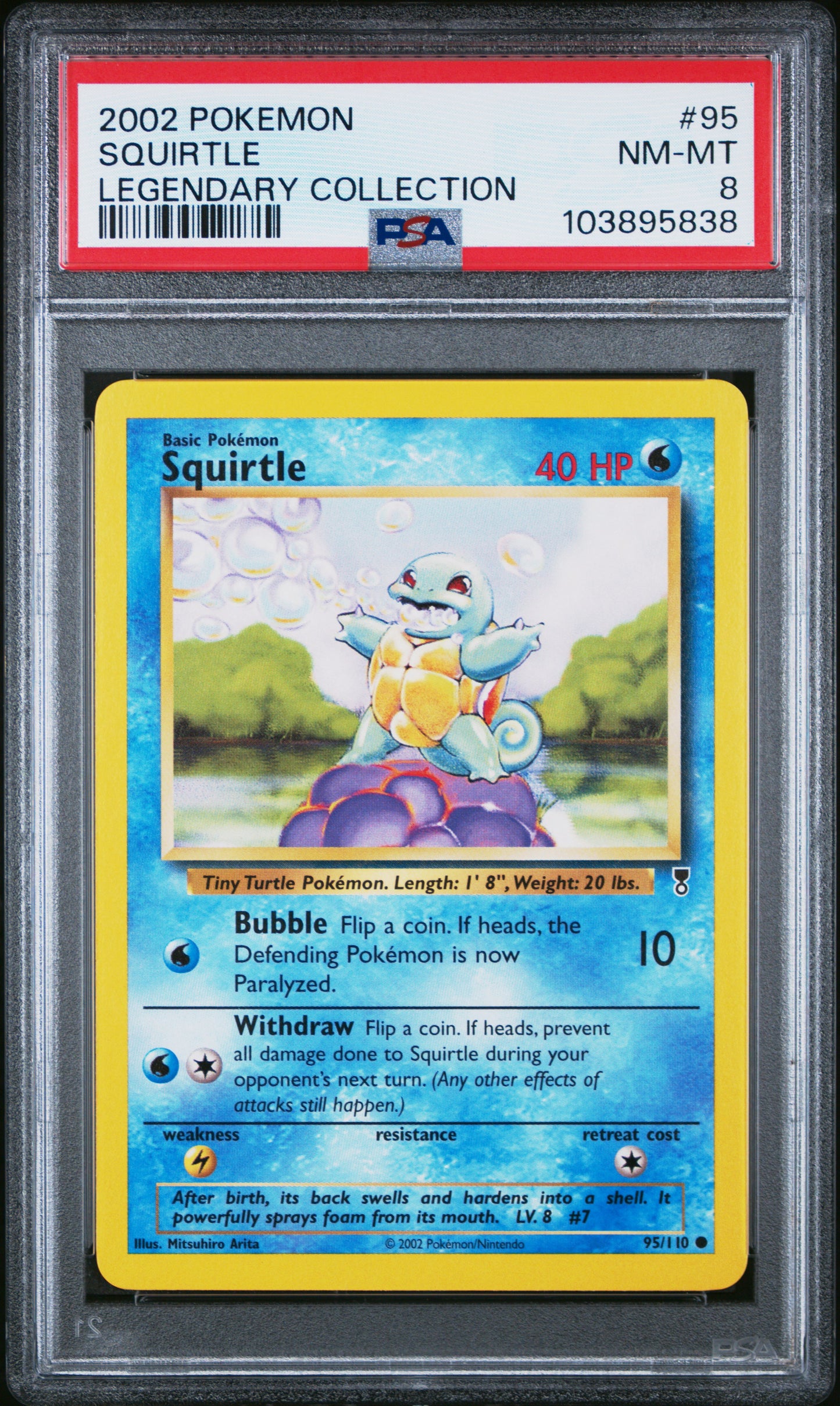 SQUIRTLE 95/110 Common POKEMON LEGENDARY COLLECTION LEGENDARY COLLECTION PSA8 NM-MT 8 PSA population 60 <a href=https://www.psacard.com/cert/103895838/psa>https://www.psacard.com/cert/103895838/psa</a>