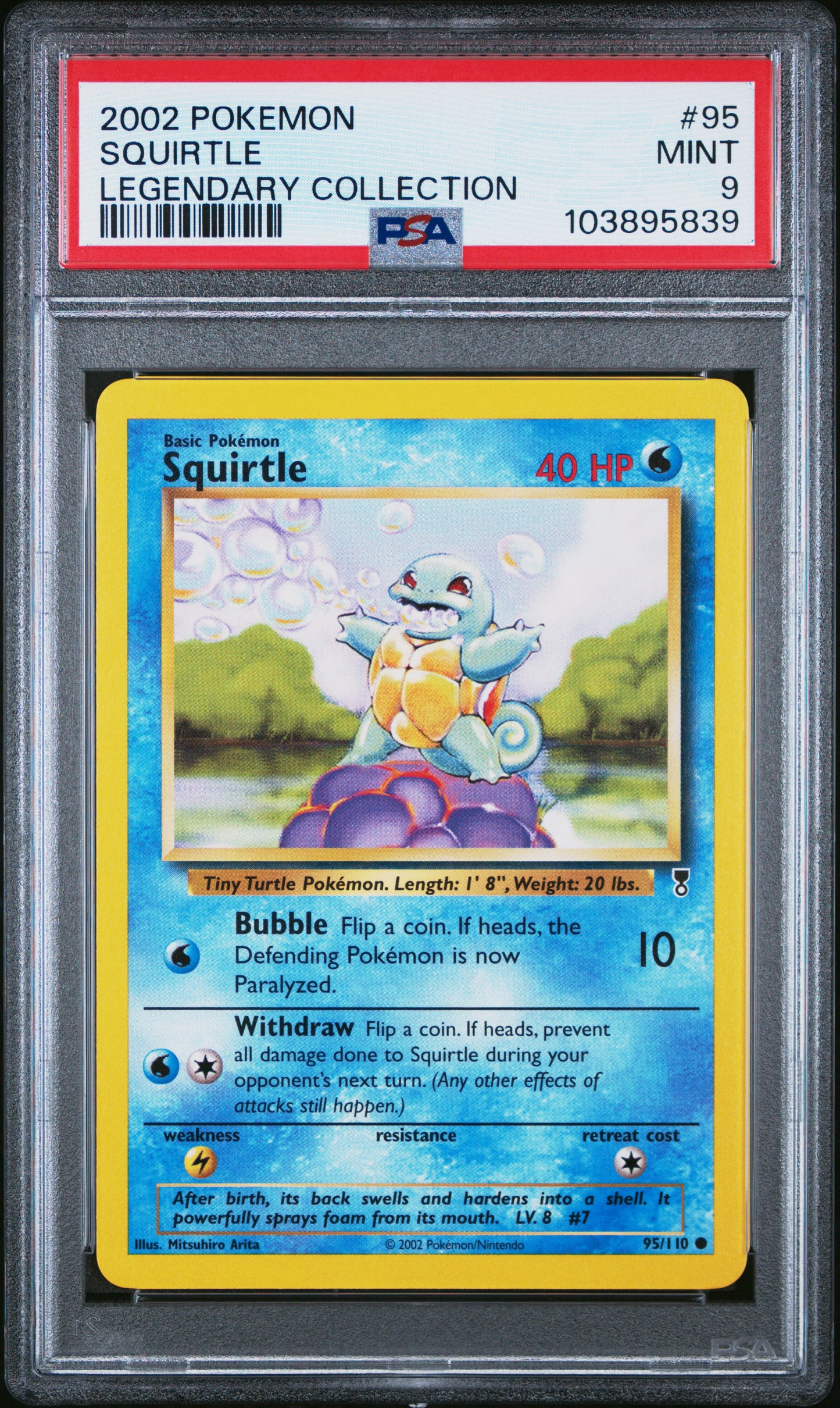 SQUIRTLE 95/110 Common POKEMON LEGENDARY COLLECTION LEGENDARY COLLECTION PSA9 MINT 9 PSA population 175 <a href=https://www.psacard.com/cert/103895839/psa>https://www.psacard.com/cert/103895839/psa</a>