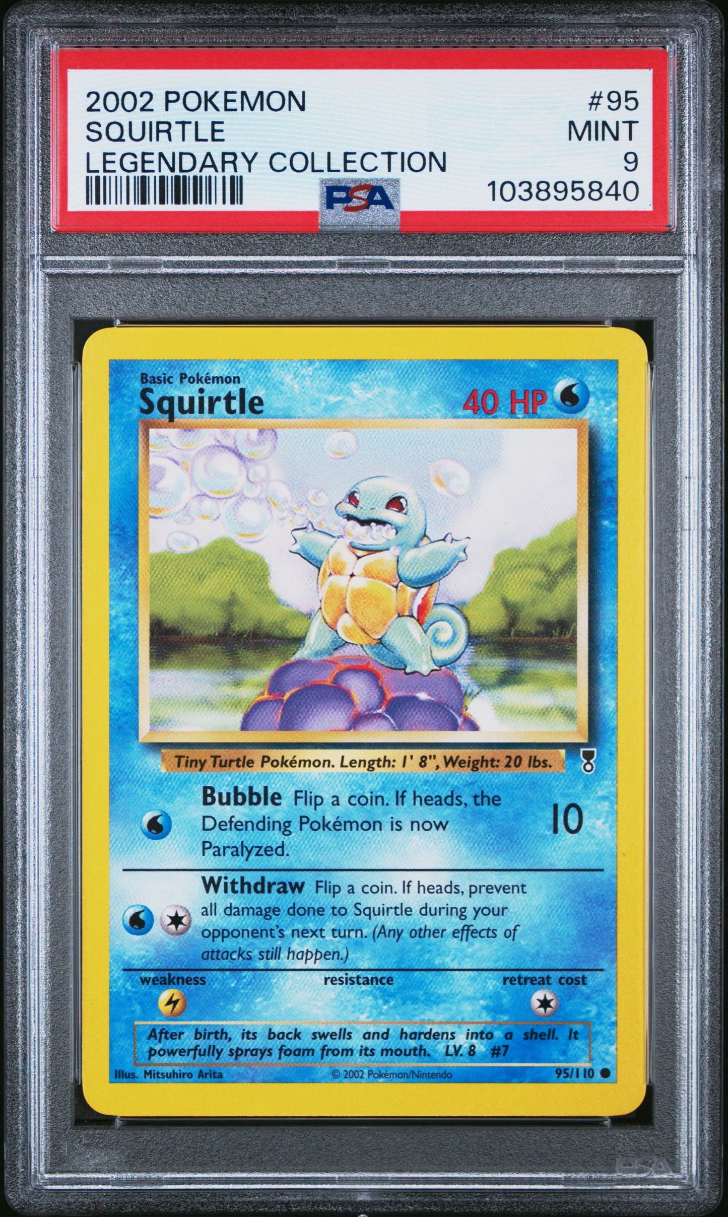 SQUIRTLE 95/110 Common POKEMON LEGENDARY COLLECTION LEGENDARY COLLECTION PSA9 MINT 9 PSA population 175 <a href=https://www.psacard.com/cert/103895840/psa>https://www.psacard.com/cert/103895840/psa</a>