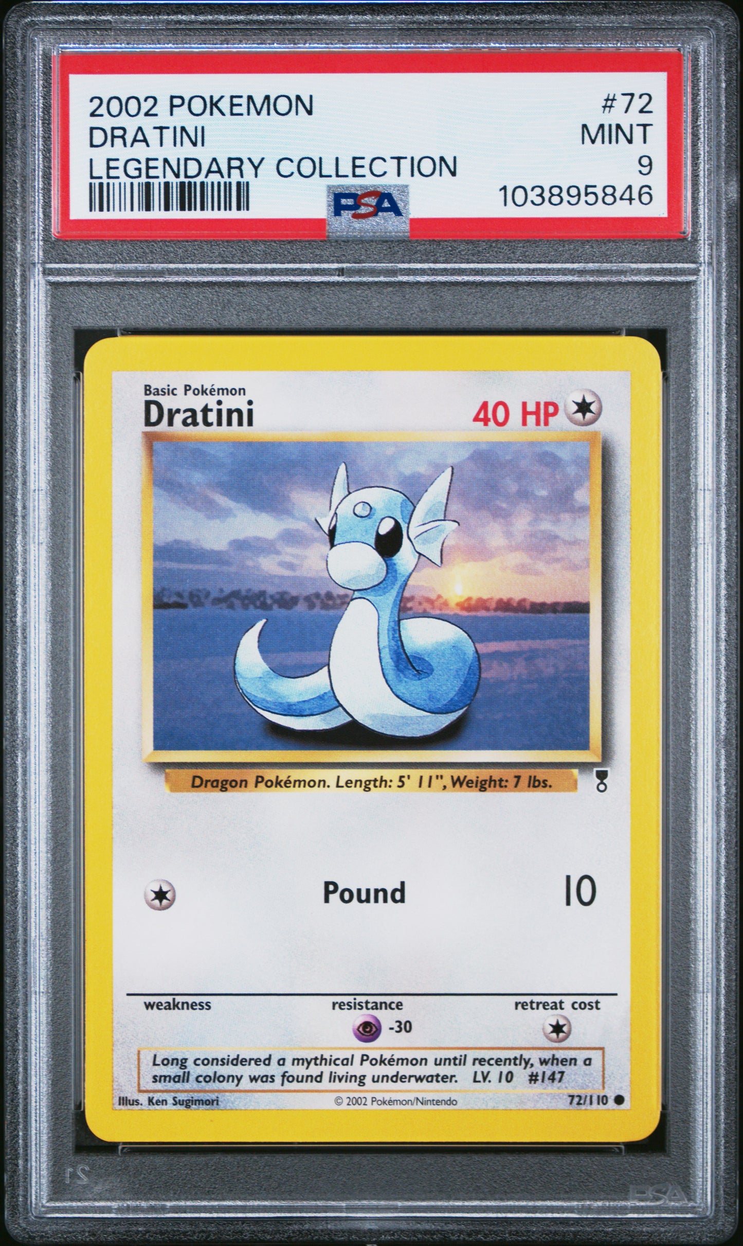 DRATINI 72/110 Common POKEMON LEGENDARY COLLECTION LEGENDARY COLLECTION PSA9 MINT 9 PSA population 62 <a href=https://www.psacard.com/cert/103895846/psa>https://www.psacard.com/cert/103895846/psa</a>