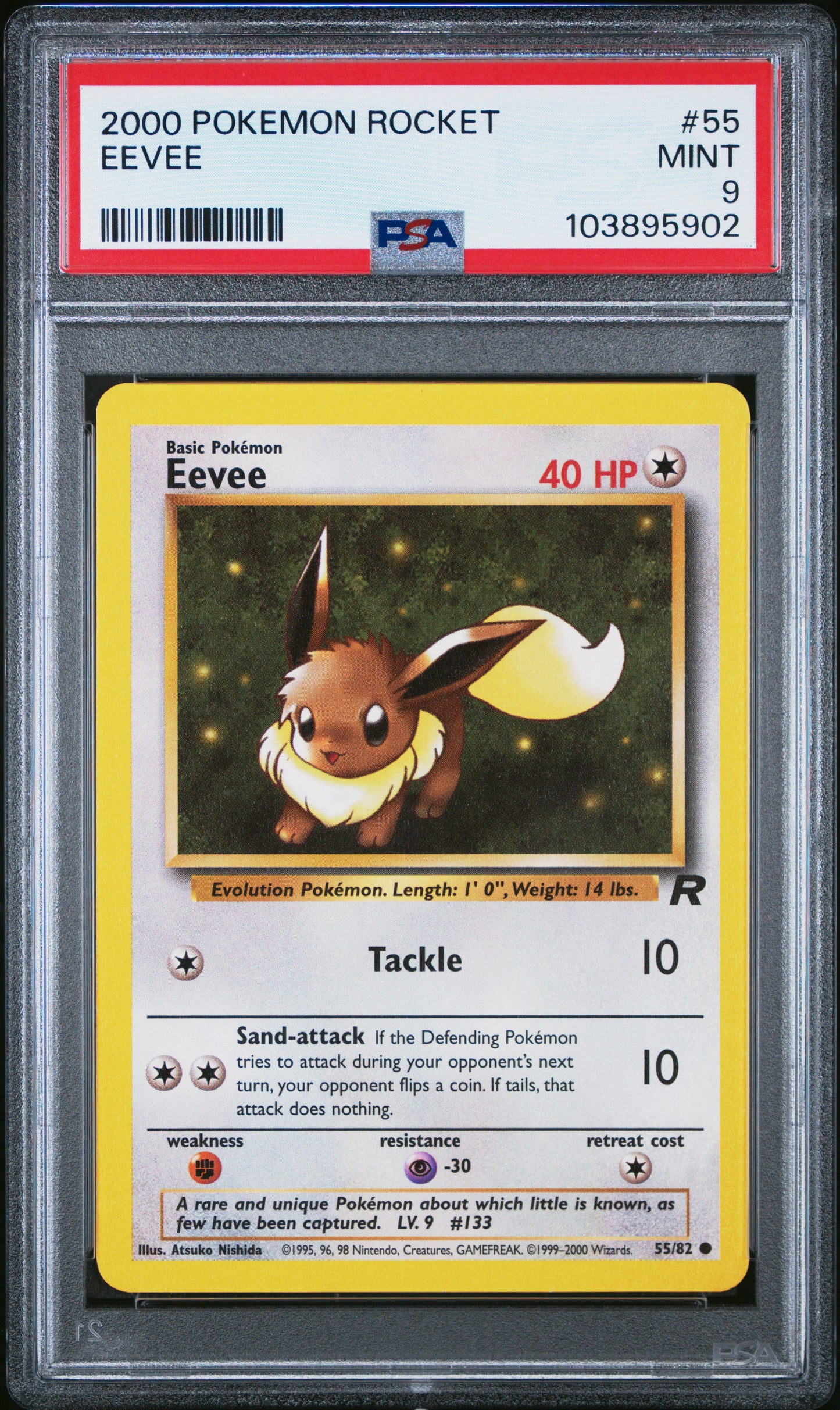 EEVEE 55/82 Common POKEMON ROCKET PSA9 MINT 9 PSA population 303 <a href=https://www.psacard.com/cert/103895902/psa>https://www.psacard.com/cert/103895902/psa</a>