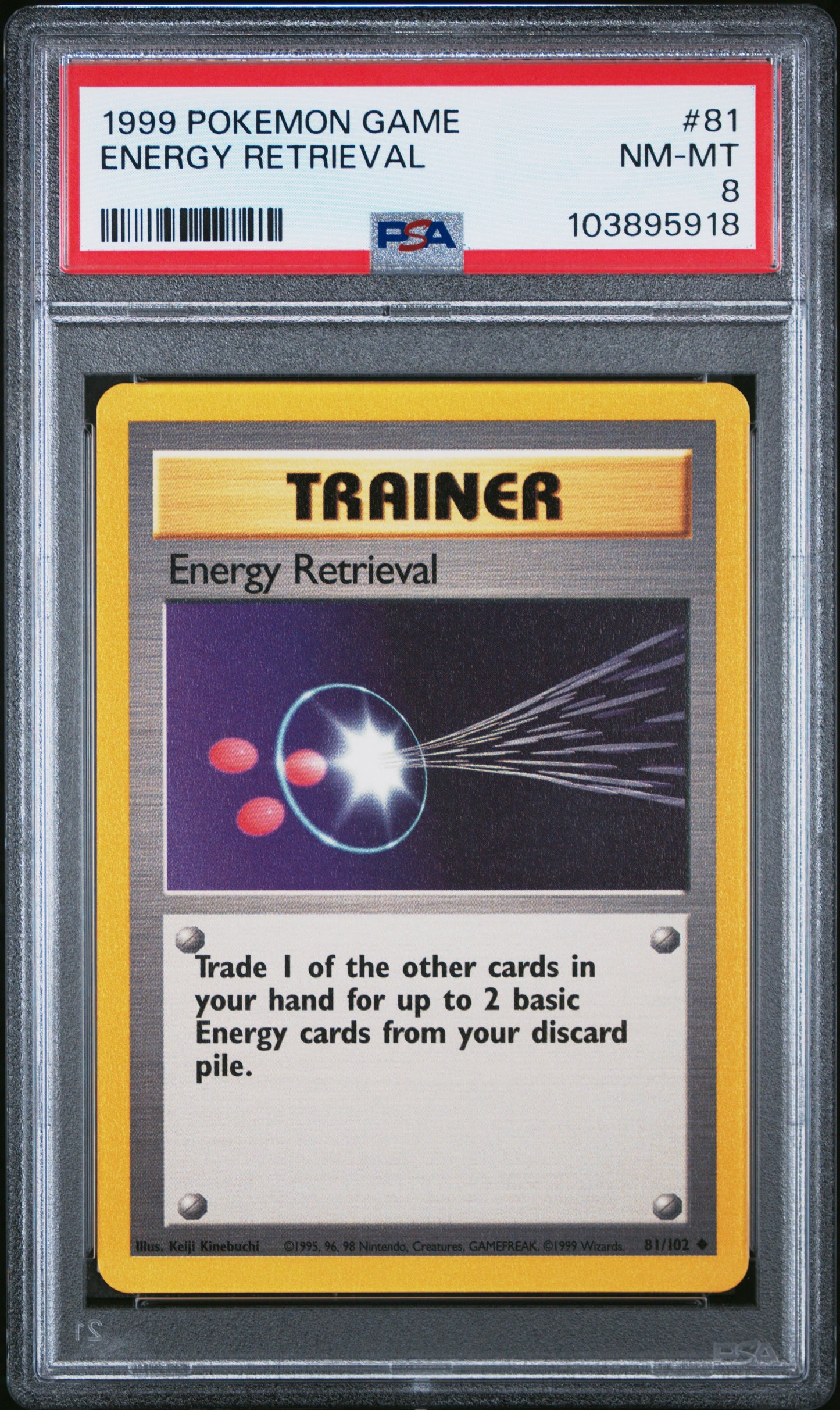 ENERGY RETRIEVAL 81/102 Unlimited POKEMON GAME PSA8 NM-MT 8 PSA population 114 <a href=https://www.psacard.com/cert/103895918/psa>https://www.psacard.com/cert/103895918/psa</a>