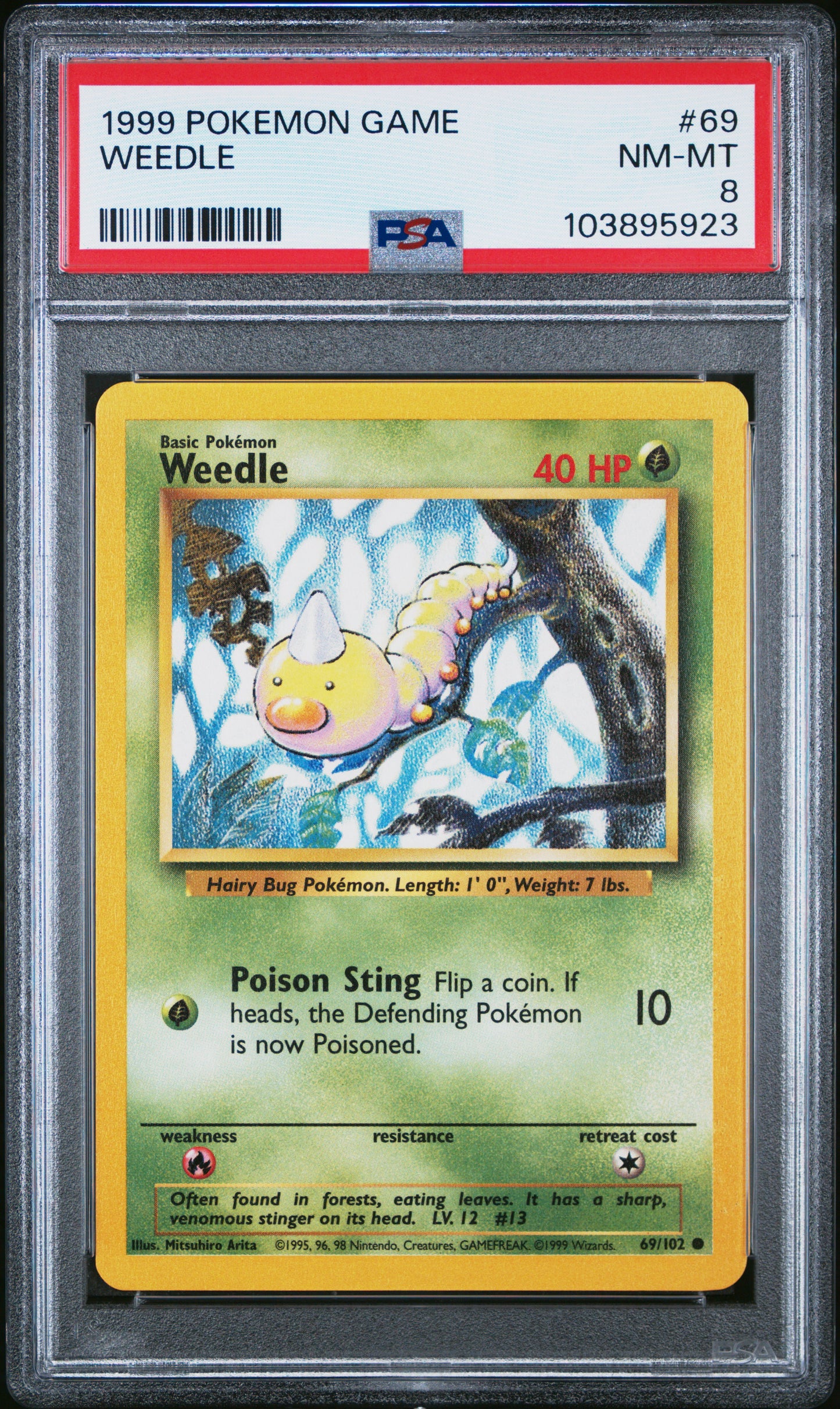 WEEDLE 69/102 Unlimited POKEMON GAME PSA8 NM-MT 8 PSA population 188 <a href=https://www.psacard.com/cert/103895923/psa>https://www.psacard.com/cert/103895923/psa</a>
