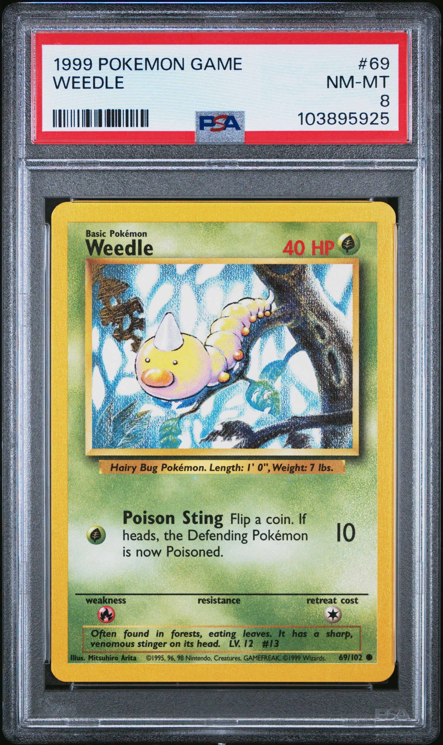 WEEDLE 69/102 Unlimited POKEMON GAME PSA8 NM-MT 8 PSA population 188 <a href=https://www.psacard.com/cert/103895925/psa>https://www.psacard.com/cert/103895925/psa</a>