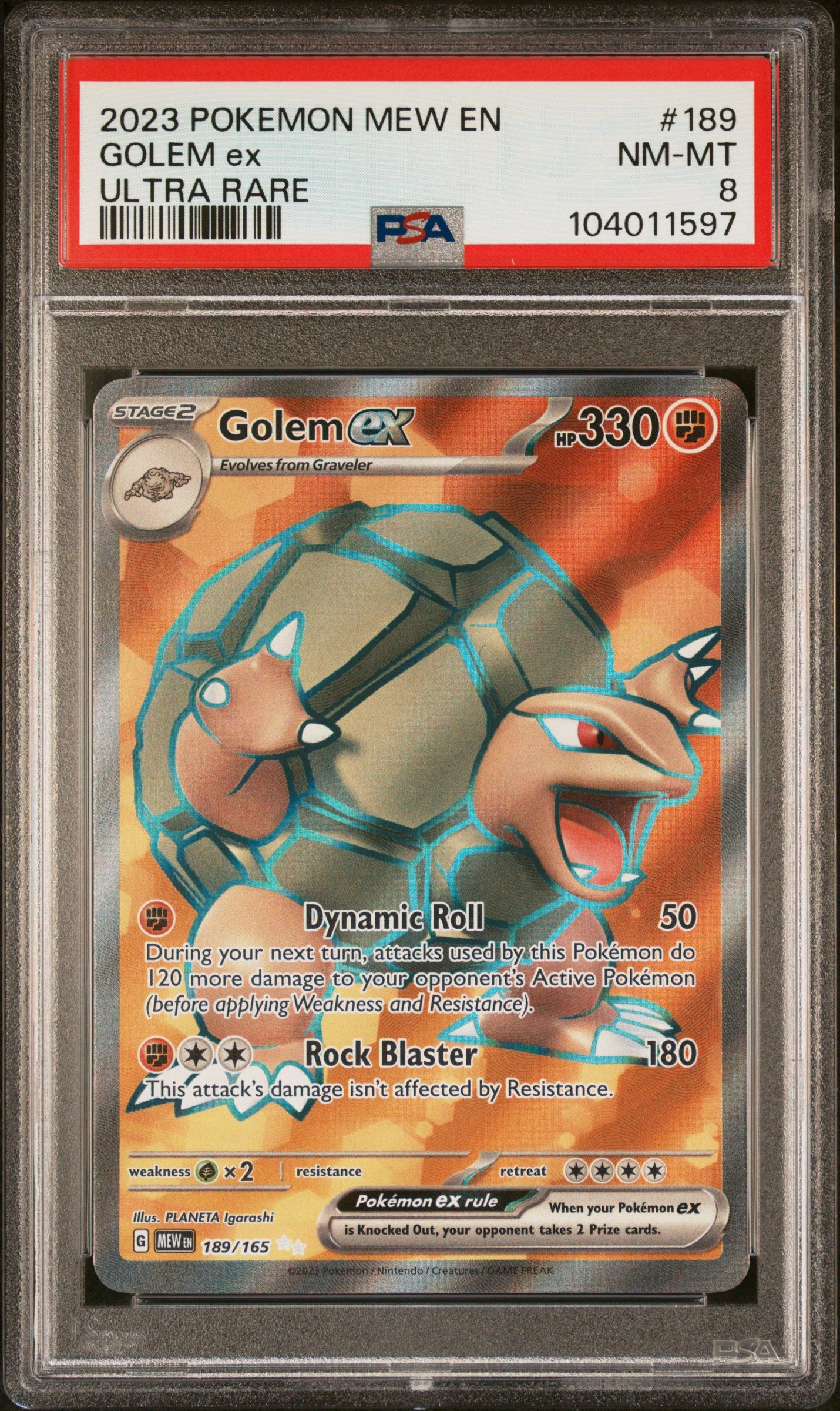 GOLEM EX 189/165 Common POKEMON MEW EN-151 ULTRA RARE PSA8 NM-MT 8 PSA population 115 <a href=https://www.psacard.com/cert/104011597/psa>https://www.psacard.com/cert/104011597/psa</a>