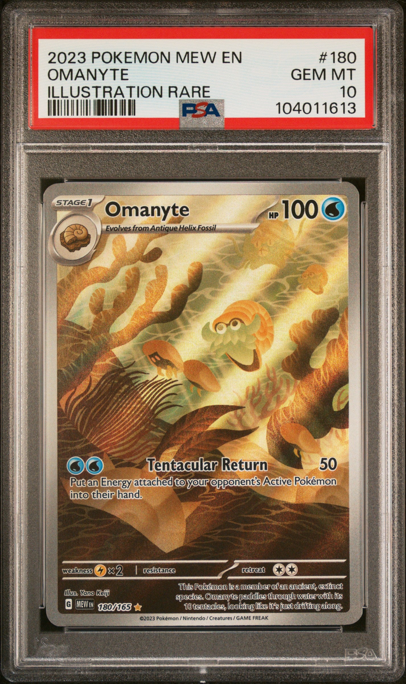 OMANYTE 180/165 Common POKEMON MEW EN-151 ILLUSTRATION RARE PSA10 GEM MT 10 PSA population 1348 <a href=https://www.psacard.com/cert/104011613/psa>https://www.psacard.com/cert/104011613/psa</a>