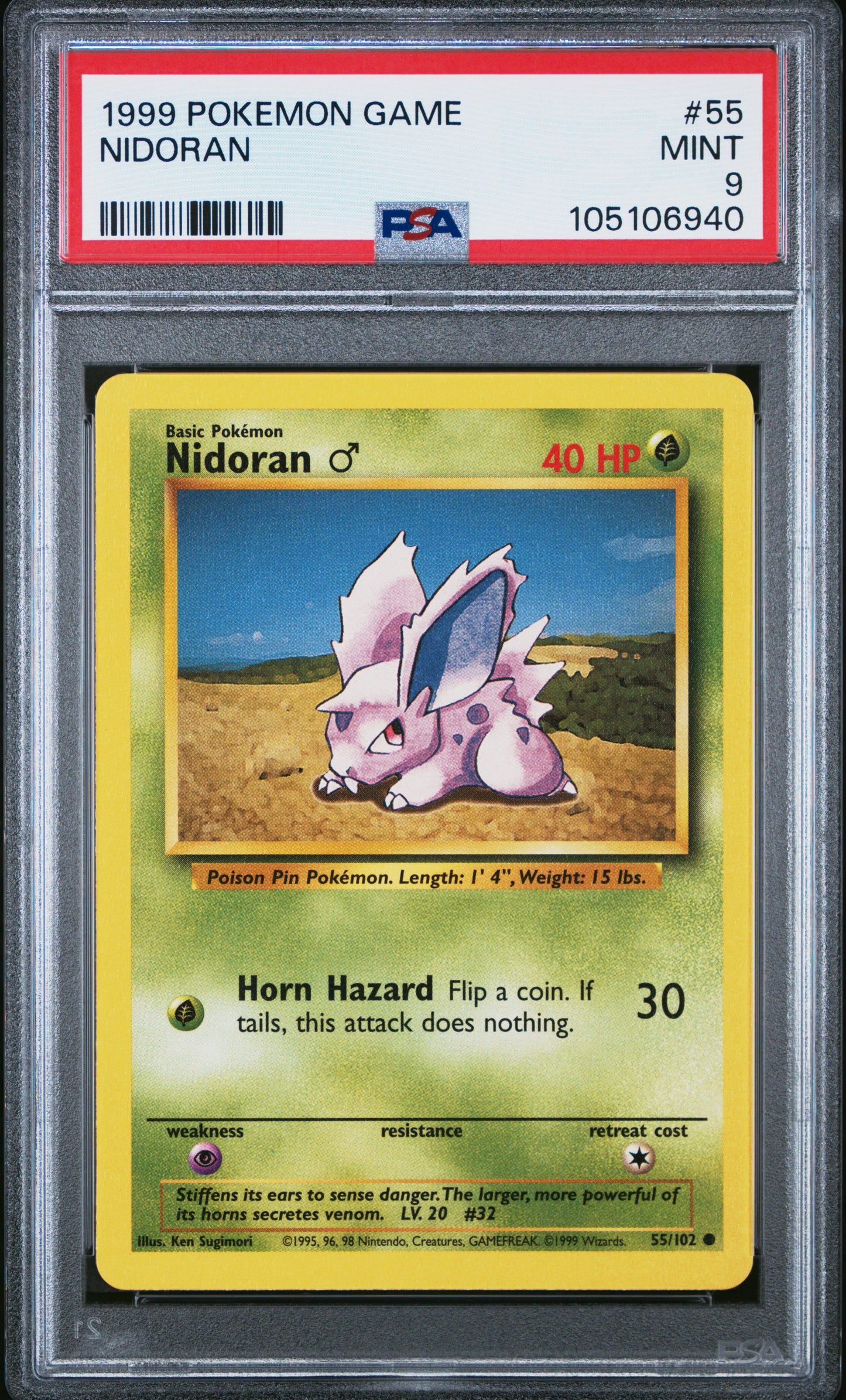 NIDORAN 55/102 Unlimited POKEMON GAME PSA9 MINT 9 PSA population 560 <a href=https://www.psacard.com/cert/105106940/psa>https://www.psacard.com/cert/105106940/psa</a>