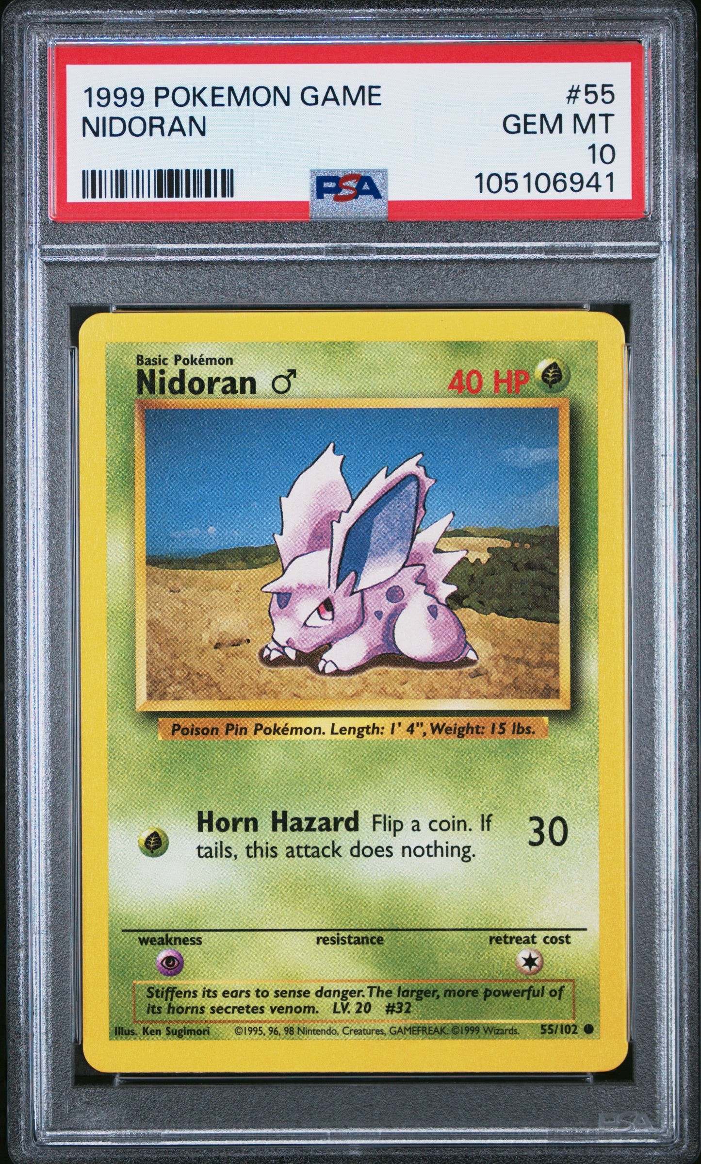 NIDORAN 55/102 Unlimited POKEMON GAME PSA10 GEM MT 10 PSA population 437 <a href=https://www.psacard.com/cert/105106941/psa>https://www.psacard.com/cert/105106941/psa</a>
