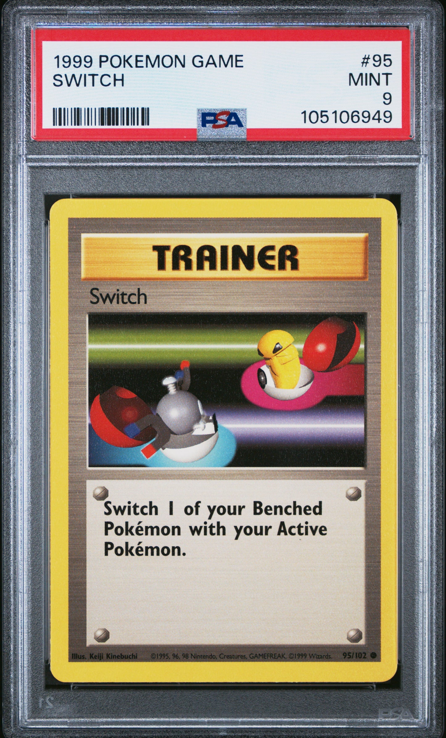 SWITCH 95/102 Unlimited POKEMON GAME PSA9 MINT 9 PSA population 415 <a href=https://www.psacard.com/cert/105106949/psa>https://www.psacard.com/cert/105106949/psa</a>