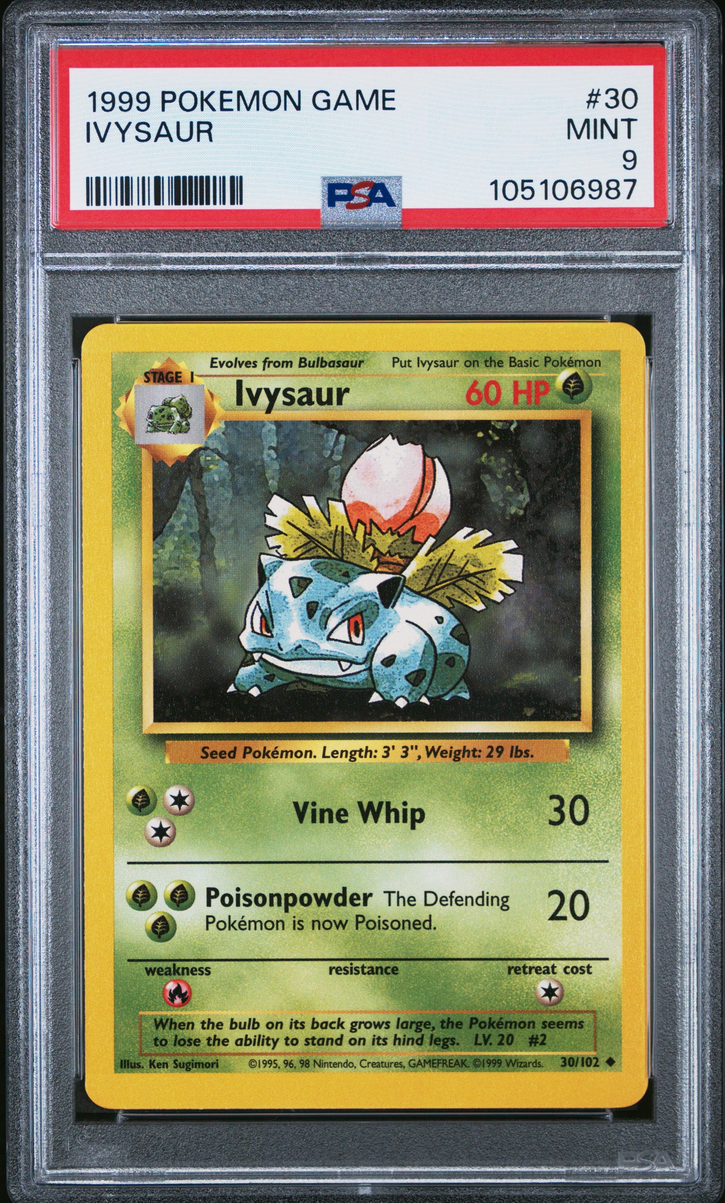 IVYSAUR 30/102 Unlimited POKEMON GAME PSA9 MINT 9 PSA population 1880 <a href=https://www.psacard.com/cert/105106987/psa>https://www.psacard.com/cert/105106987/psa</a>