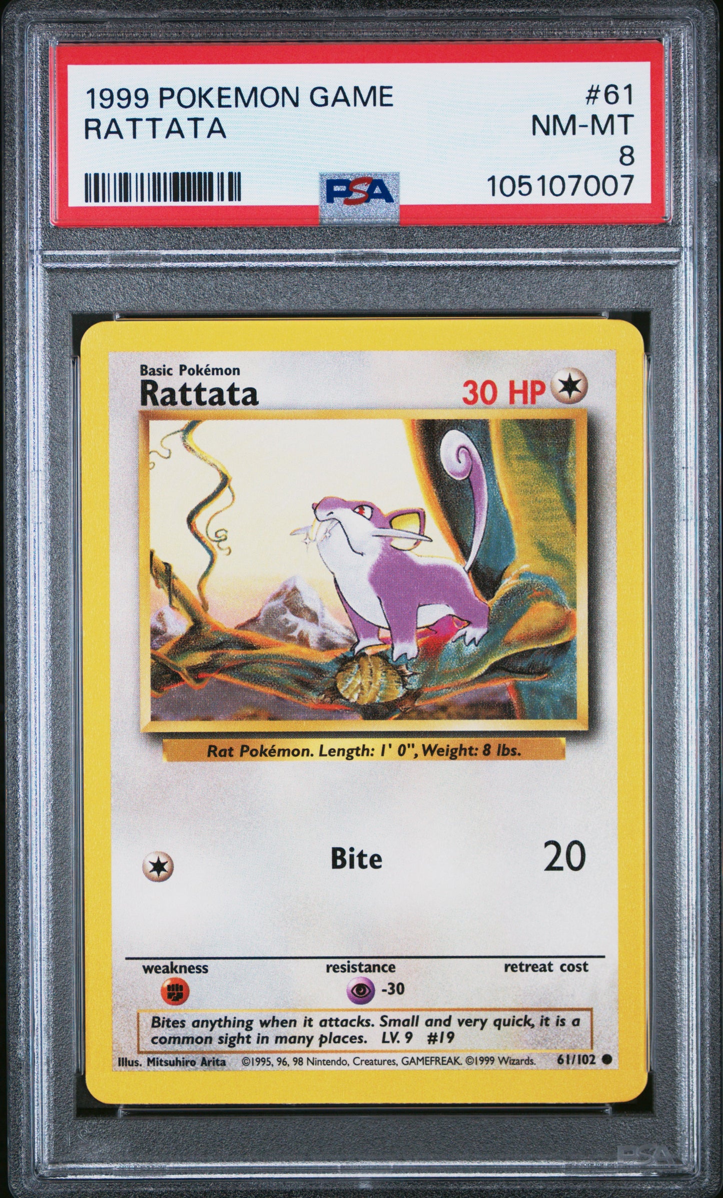 RATTATA 61/102 Unlimited POKEMON GAME PSA8 NM-MT 8 PSA population 169 <a href=https://www.psacard.com/cert/105107007/psa>https://www.psacard.com/cert/105107007/psa</a>
