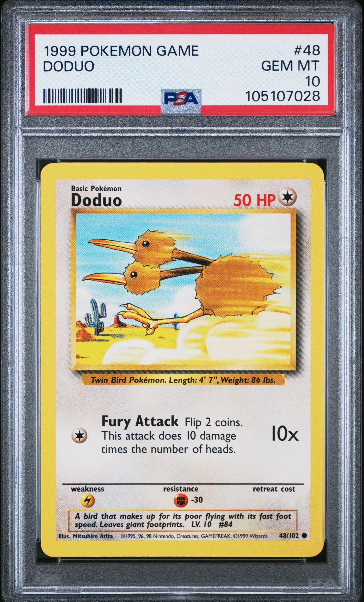 DODUO 48/102 Unlimited POKEMON GAME PSA10 GEM MT 10 PSA population 352 <a href=https://www.psacard.com/cert/105107028/psa>https://www.psacard.com/cert/105107028/psa</a>