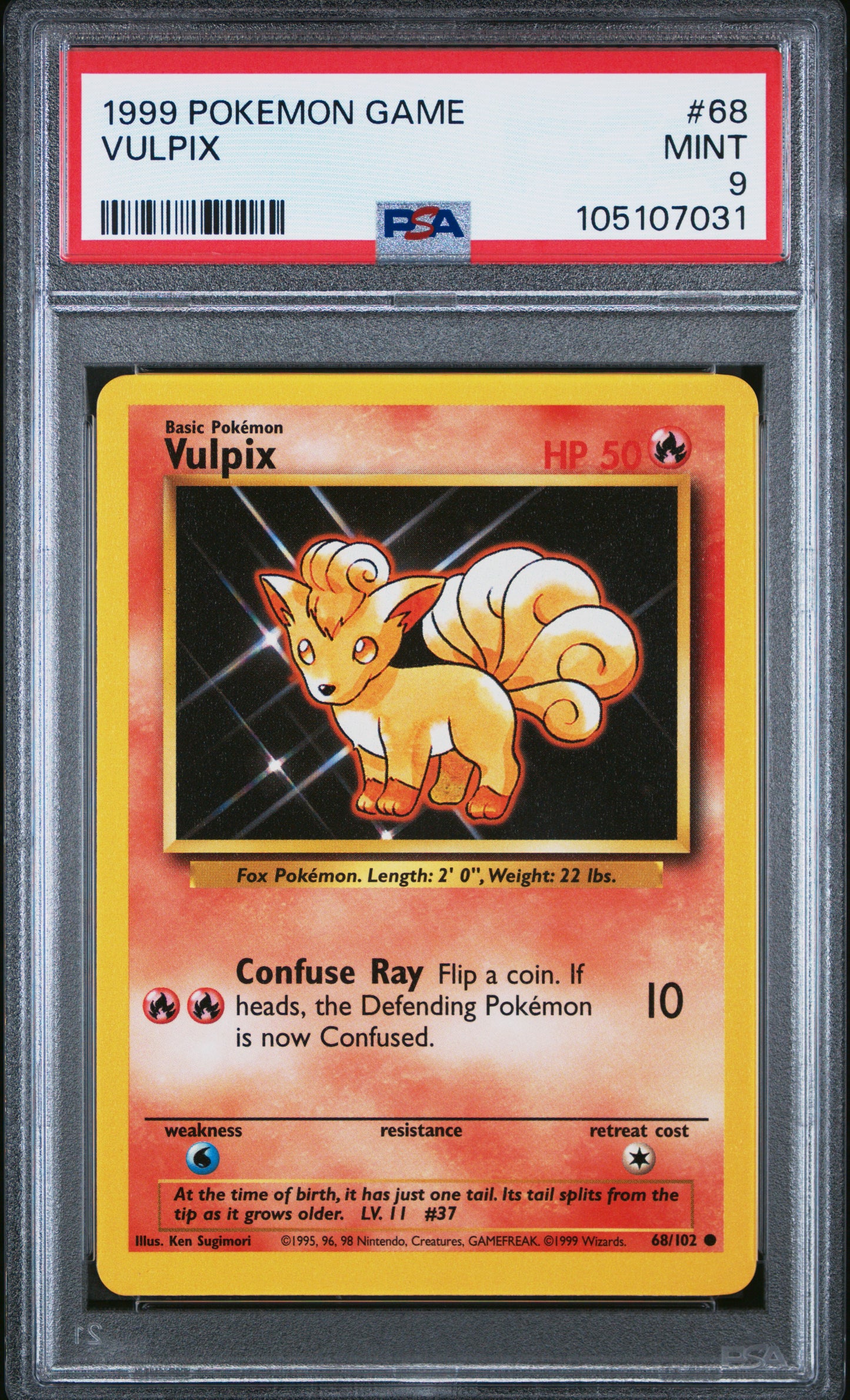 VULPIX 68/102 Unlimited POKEMON GAME PSA9 MINT 9 PSA population 878 <a href=https://www.psacard.com/cert/105107031/psa>https://www.psacard.com/cert/105107031/psa</a>
