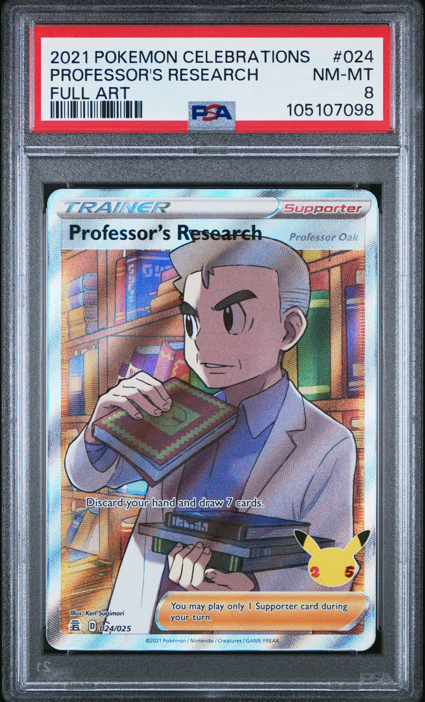 PROFESSOR'S RESEARCH 24/25 Common POKEMON CELEBRATIONS FULL ART PSA8 NM-MT 8 PSA population 264 <a href=https://www.psacard.com/cert/105107098/psa>https://www.psacard.com/cert/105107098/psa</a>