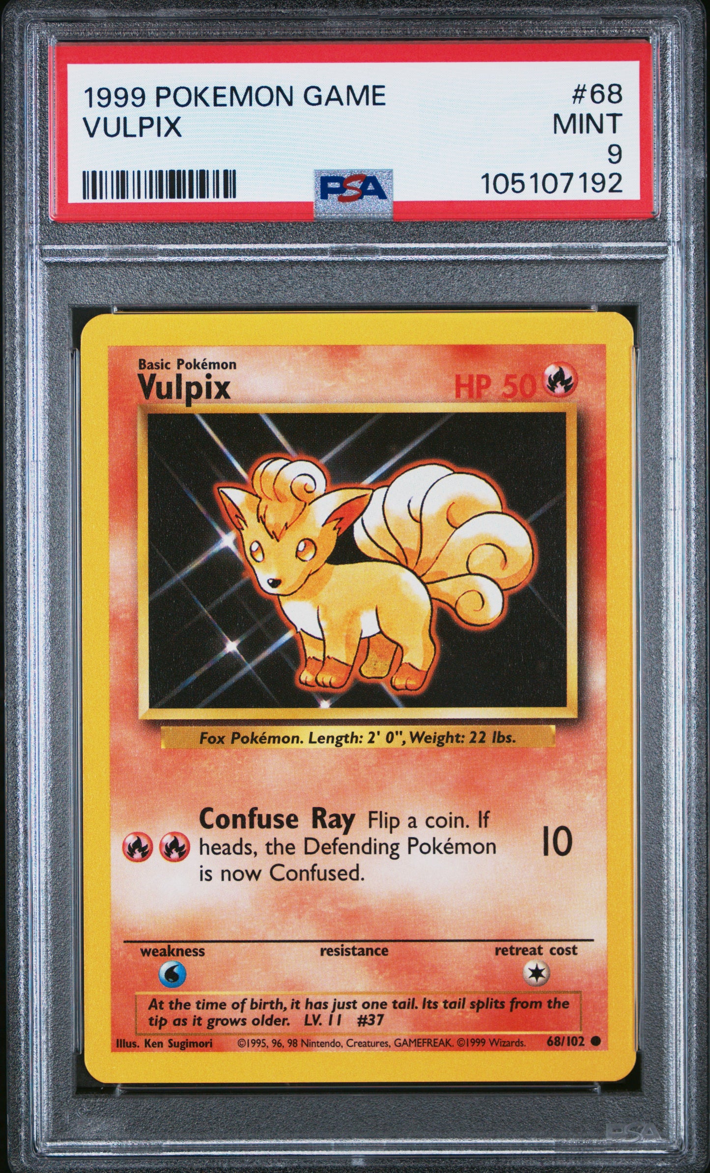 VULPIX 68/102 Unlimited POKEMON GAME PSA9 MINT 9 PSA population 878 <a href=https://www.psacard.com/cert/105107192/psa>https://www.psacard.com/cert/105107192/psa</a>
