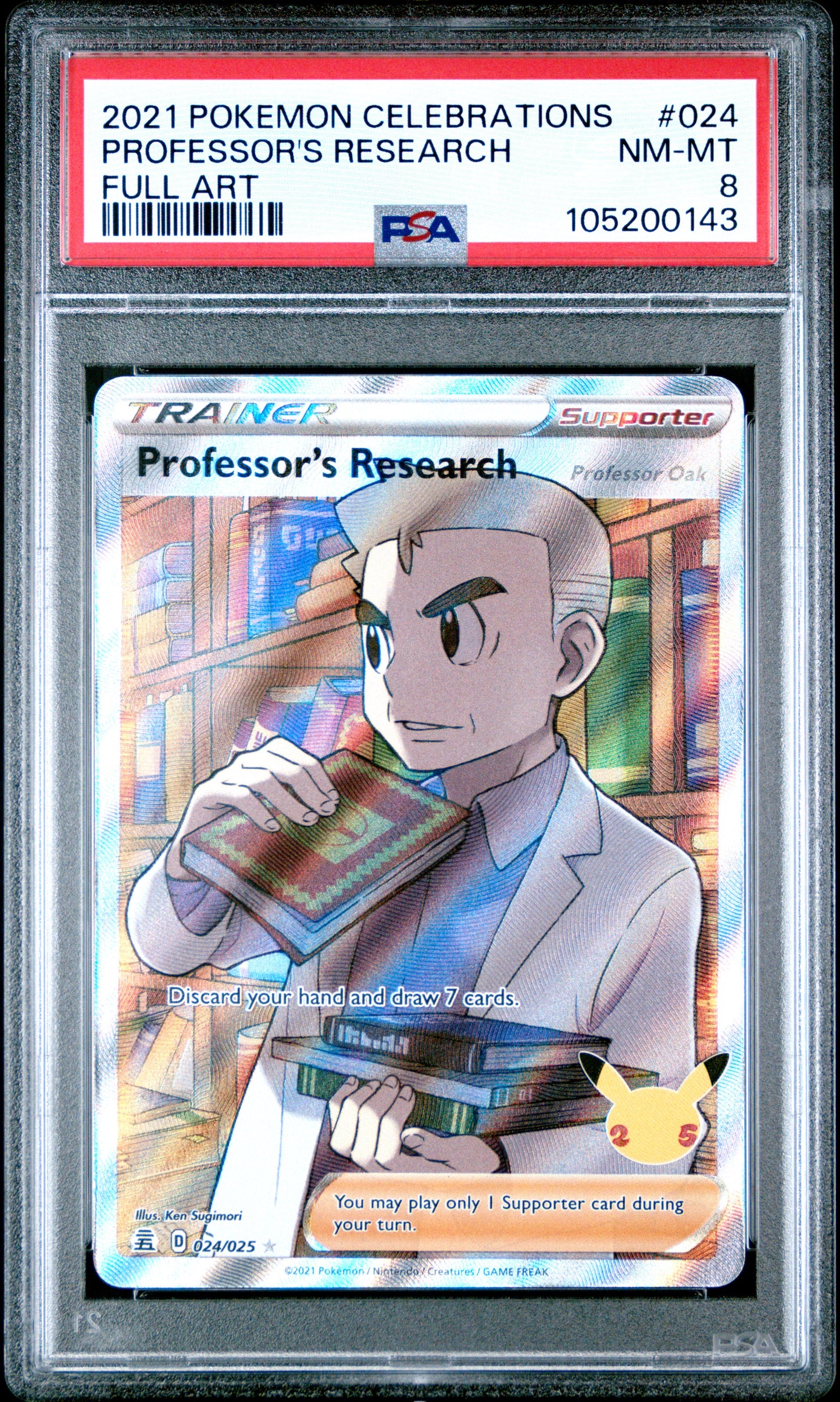 PROFESSOR'S RESEARCH 24/25 Common POKEMON CELEBRATIONS FULL ART PSA8 NM-MT 8 PSA population 264 <a href=https://www.psacard.com/cert/105200143/psa>https://www.psacard.com/cert/105200143/psa</a>