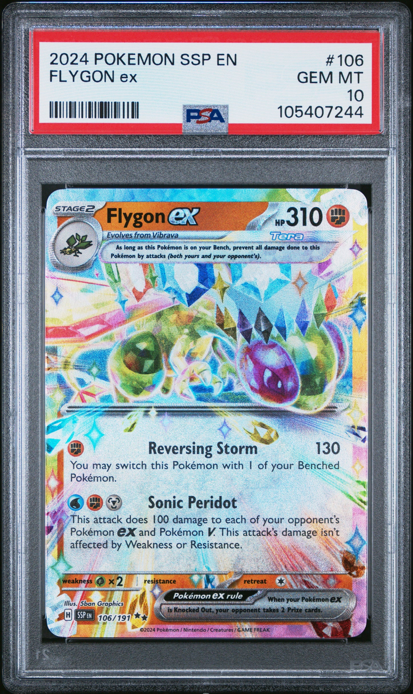 FLYGON EX 106/191 Common POKEMON SSP EN-SURGING SPARKS PSA10 GEM MT 10 PSA population 139 <a href=https://www.psacard.com/cert/105407244/psa>https://www.psacard.com/cert/105407244/psa</a>