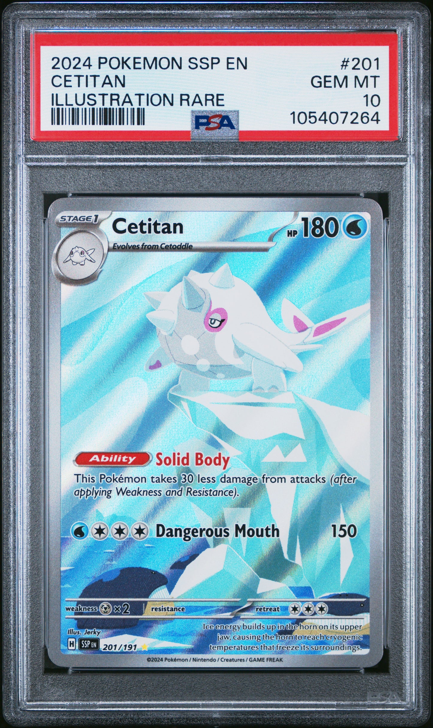 CETITAN 201/191 Common POKEMON SSP EN-SURGING SPARKS ILLUSTRATION RARE PSA10 GEM MT 10 PSA population 217 <a href=https://www.psacard.com/cert/105407264/psa>https://www.psacard.com/cert/105407264/psa</a>