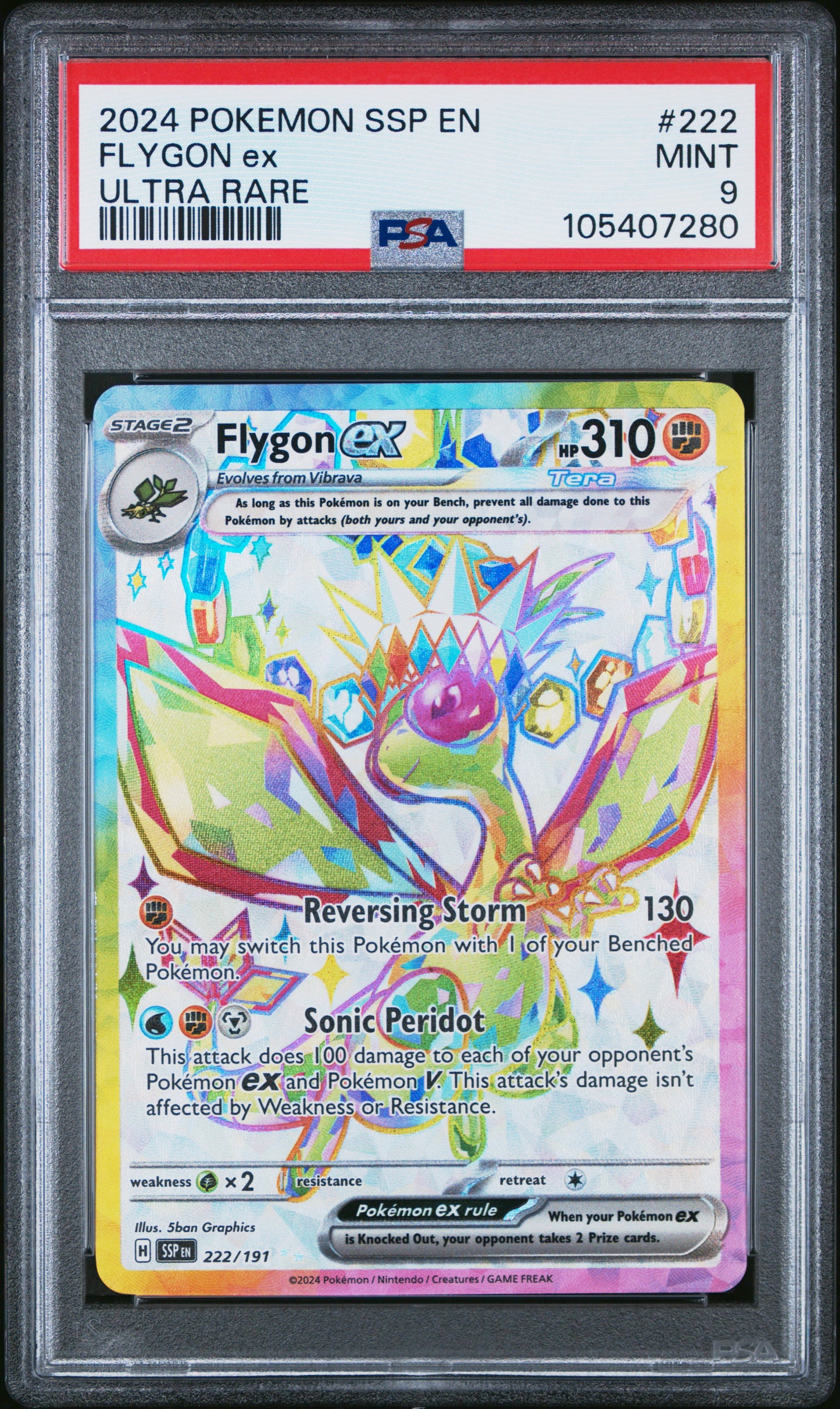 FLYGON EX 222/191 Common POKEMON SSP EN-SURGING SPARKS ULTRA RARE PSA9 MINT 9 PSA population 609 <a href=https://www.psacard.com/cert/105407280/psa>https://www.psacard.com/cert/105407280/psa</a>