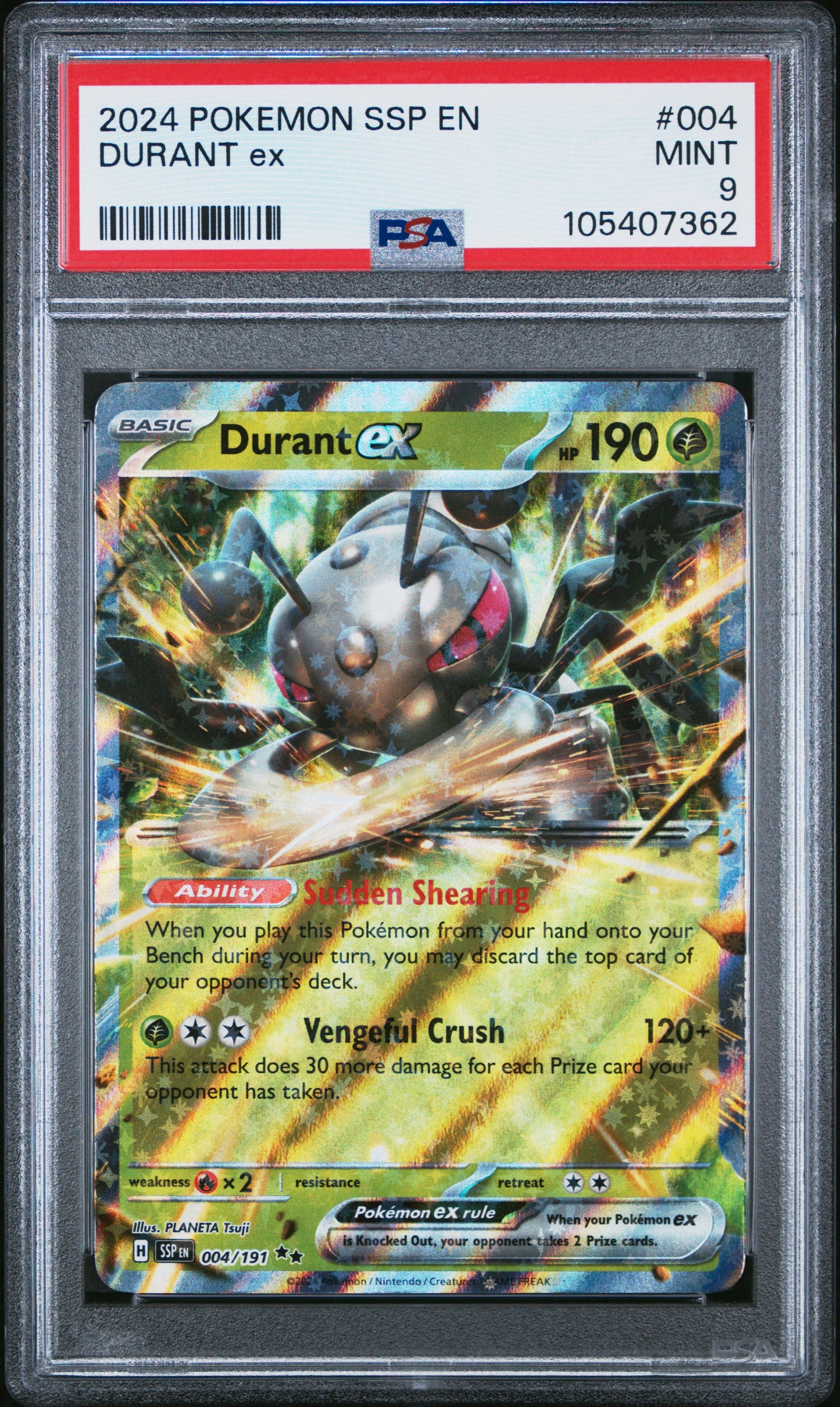 DURANT EX 4/191 Common POKEMON SSP EN-SURGING SPARKS PSA9 MINT 9 PSA population 69 <a href=https://www.psacard.com/cert/105407362/psa>https://www.psacard.com/cert/105407362/psa</a>