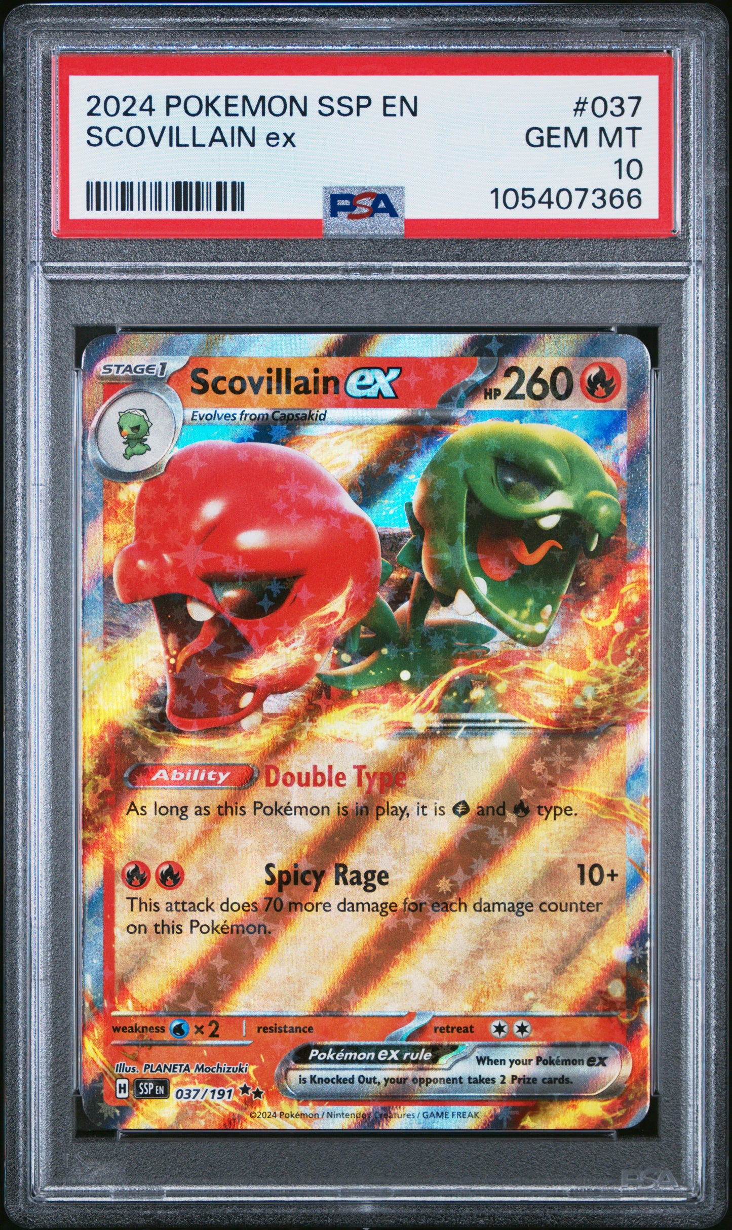 SCOVILLAIN EX 37/191 Common POKEMON SSP EN-SURGING SPARKS PSA10 GEM MT 10 PSA population 31 <a href=https://www.psacard.com/cert/105407366/psa>https://www.psacard.com/cert/105407366/psa</a>