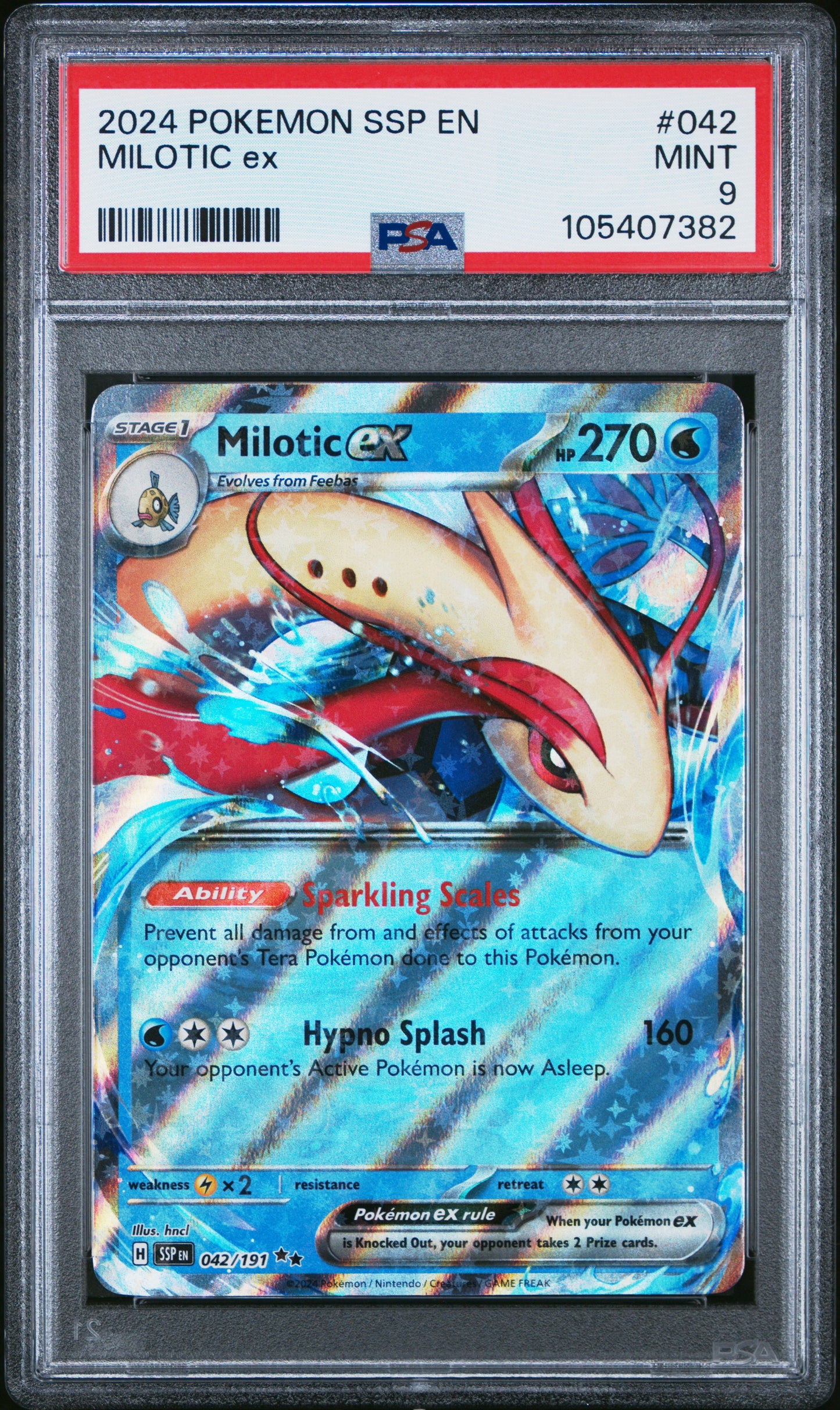 MILOTIC EX 42/191 Common POKEMON SSP EN-SURGING SPARKS PSA9 MINT 9 PSA population 143 <a href=https://www.psacard.com/cert/105407382/psa>https://www.psacard.com/cert/105407382/psa</a>