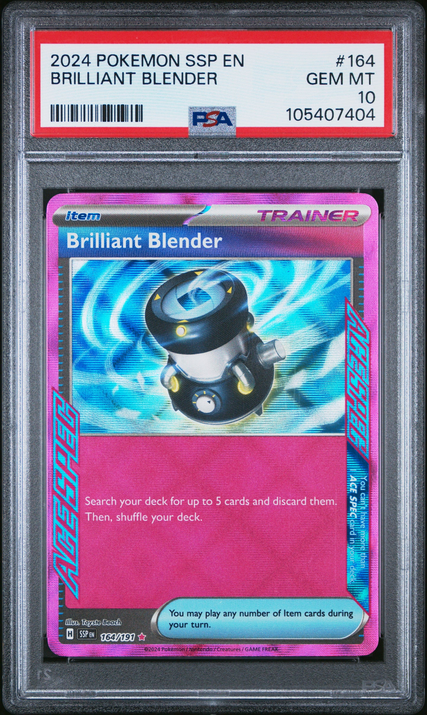 BRILLIANT BLENDER 164/191 Common POKEMON SSP EN-SURGING SPARKS PSA10 GEM MT 10 PSA population 27 <a href=https://www.psacard.com/cert/105407404/psa>https://www.psacard.com/cert/105407404/psa</a>