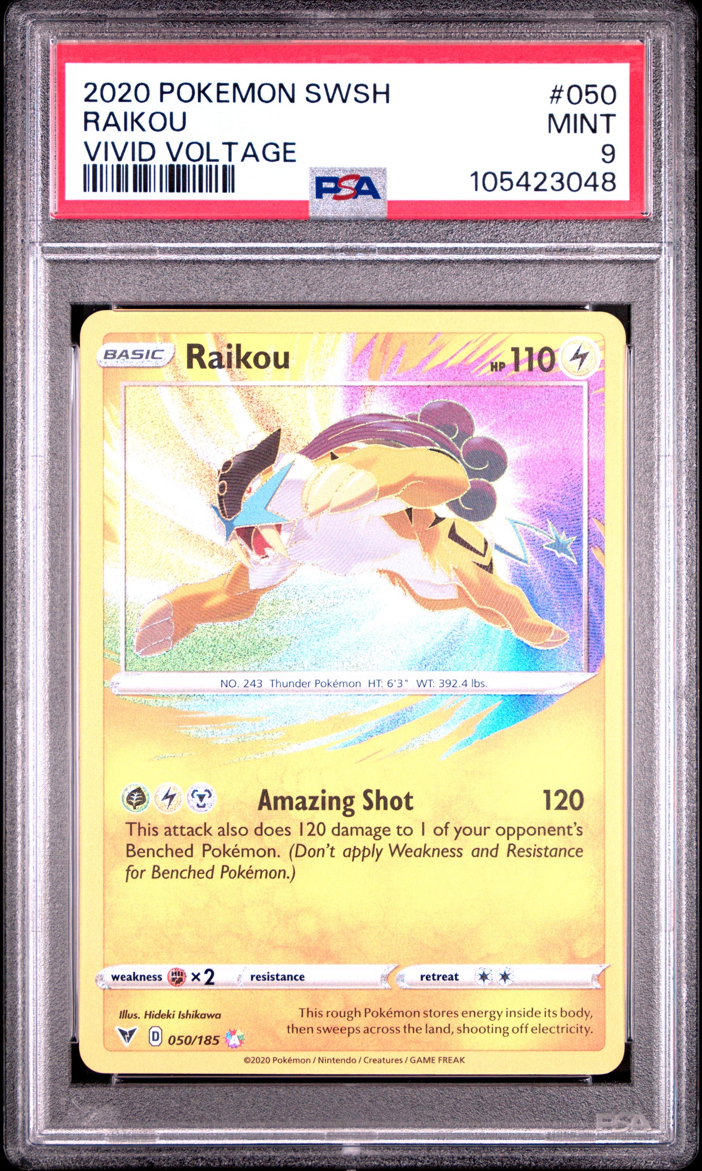 RAIKOU 50/185 Common POKEMON SWORD & SHIELD VIVID VOLTAGE VIVID VOLTAGE PSA9 MINT 9 PSA population 3923 <a href=https://www.psacard.com/cert/105423048/psa>https://www.psacard.com/cert/105423048/psa</a>
