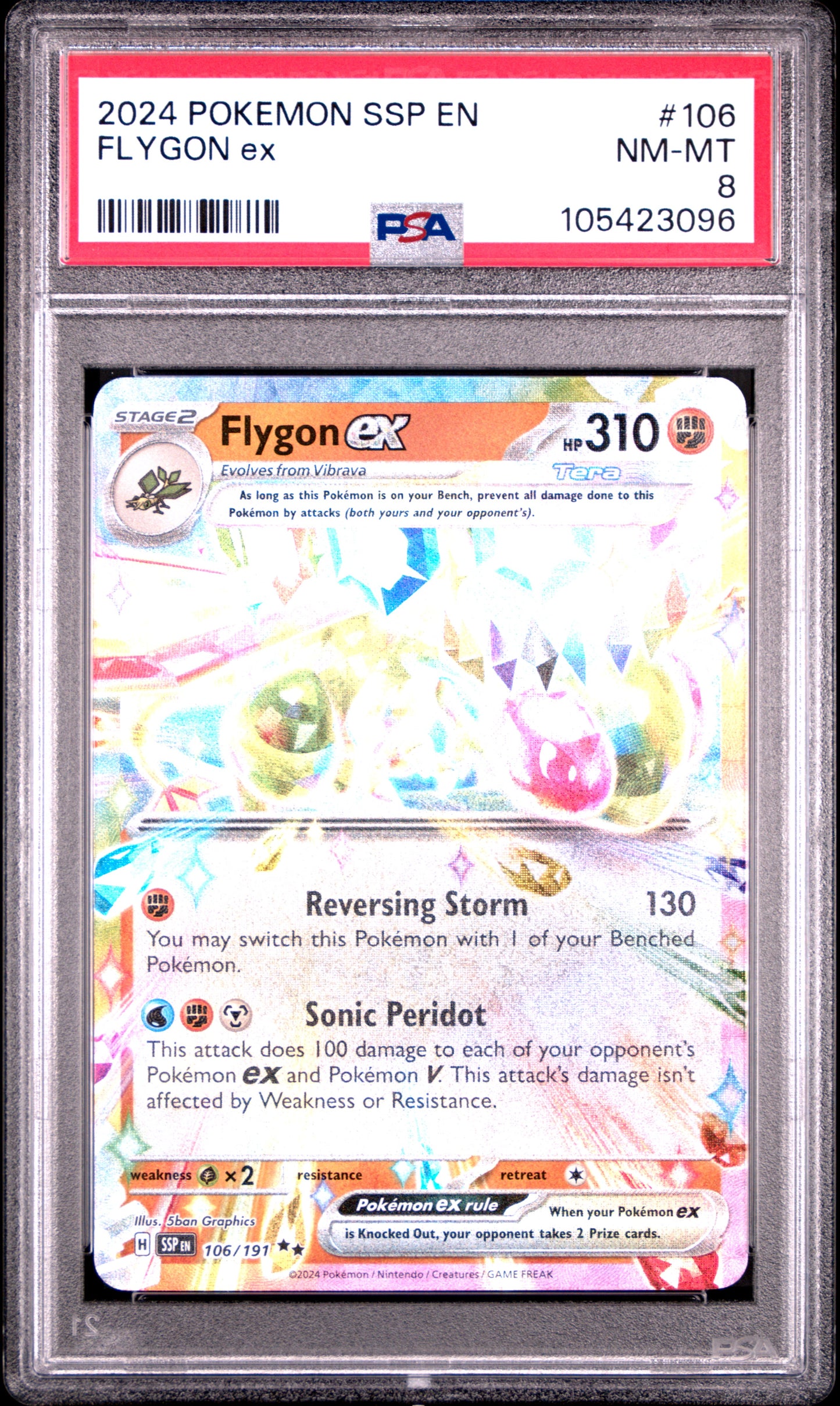 FLYGON EX 106/191 Common POKEMON SSP EN-SURGING SPARKS PSA8 NM-MT 8 PSA population 17 <a href=https://www.psacard.com/cert/105423096/psa>https://www.psacard.com/cert/105423096/psa</a>