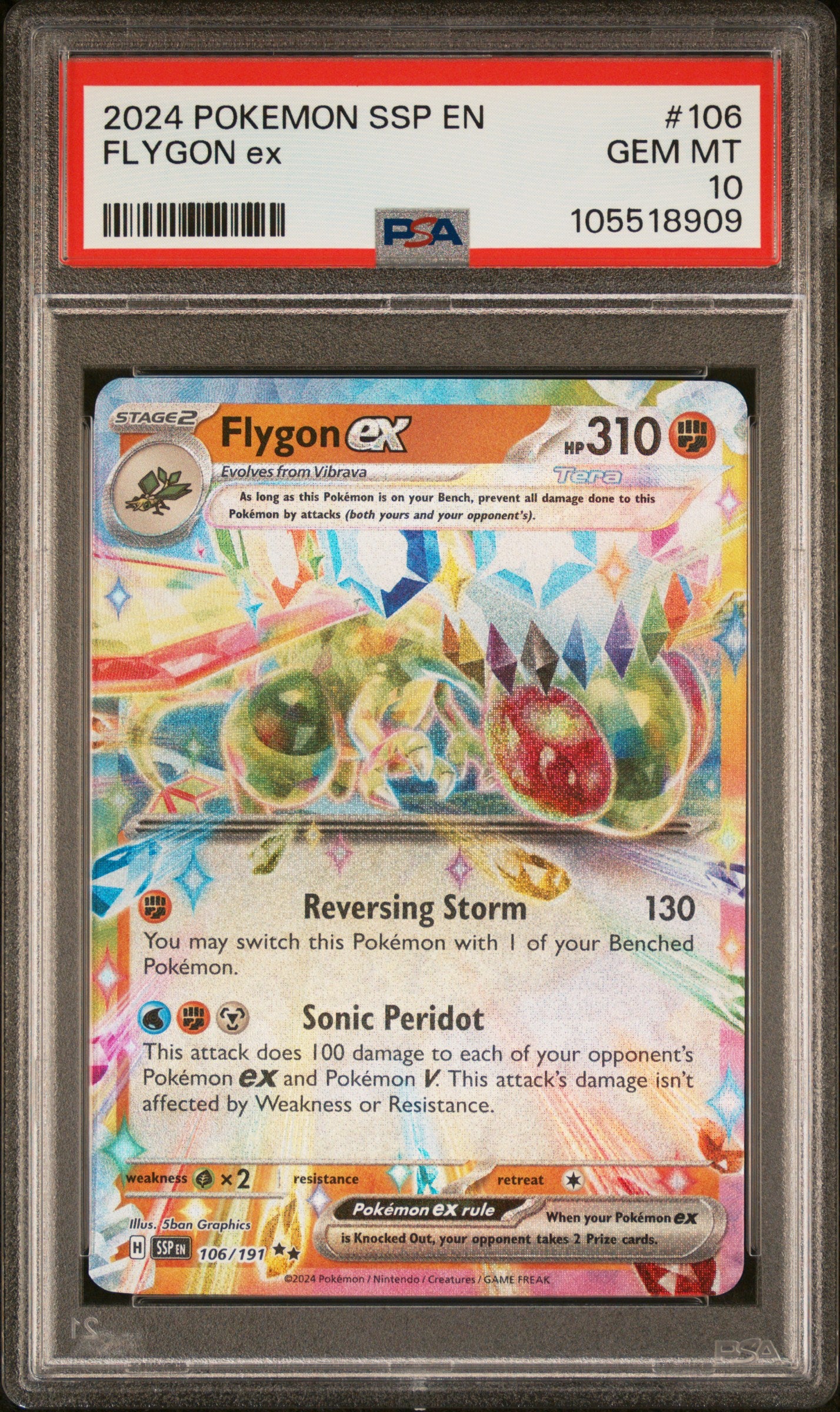 FLYGON EX 106/191 Common POKEMON SSP EN-SURGING SPARKS PSA10 GEM MT 10 PSA population 139 <a href=https://www.psacard.com/cert/105518909/psa>https://www.psacard.com/cert/105518909/psa</a>