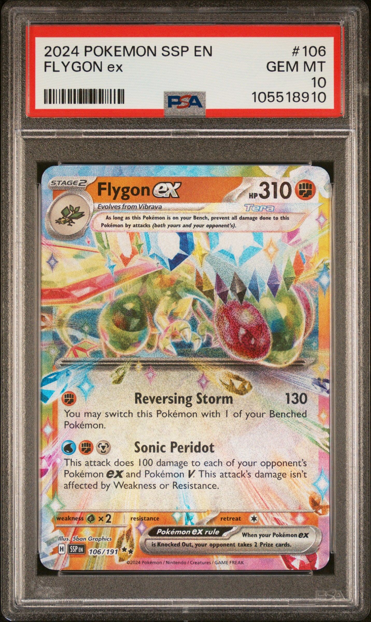 FLYGON EX 106/191 Common POKEMON SSP EN-SURGING SPARKS PSA10 GEM MT 10 PSA population 139 <a href=https://www.psacard.com/cert/105518910/psa>https://www.psacard.com/cert/105518910/psa</a>