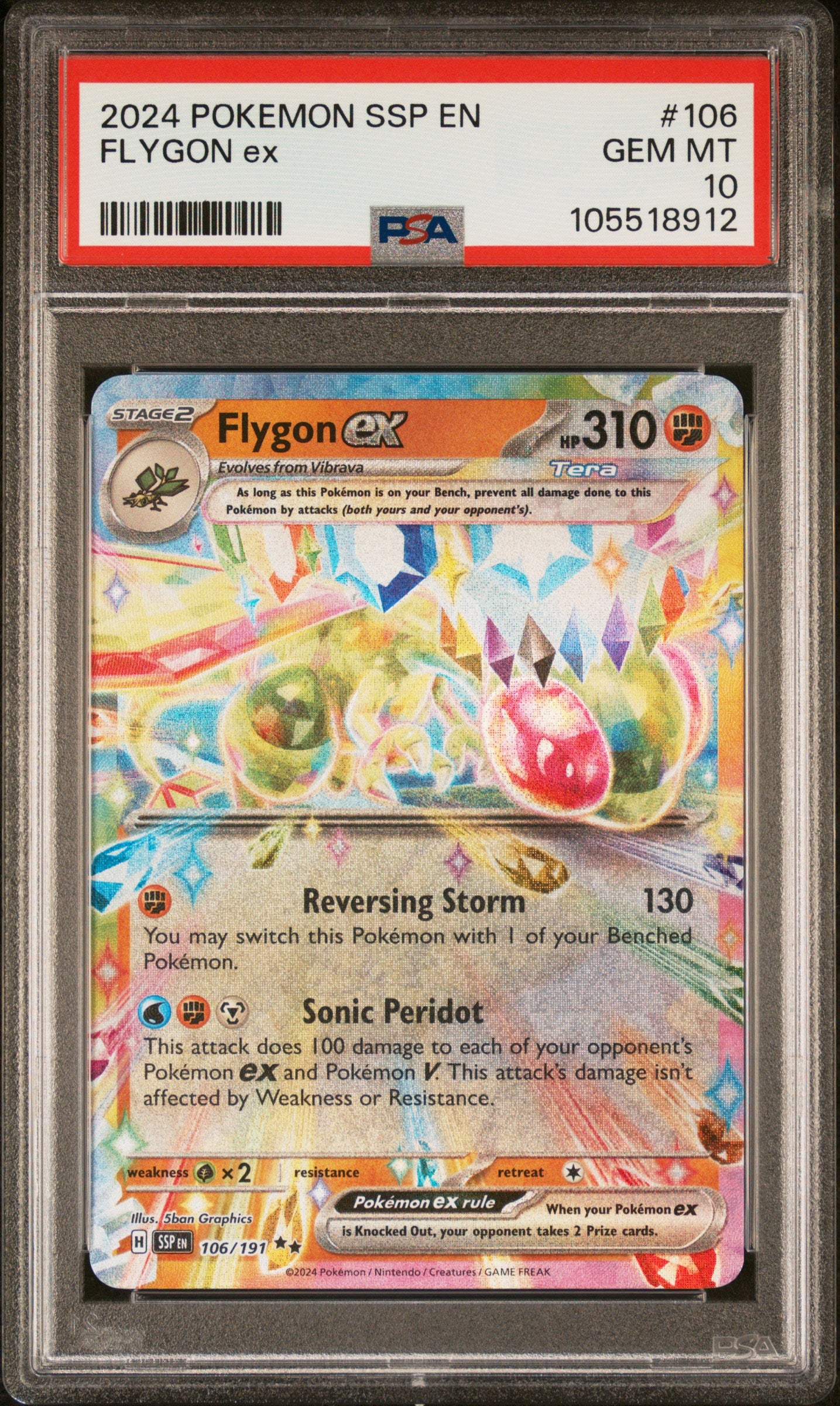 FLYGON EX 106/191 Common POKEMON SSP EN-SURGING SPARKS PSA10 GEM MT 10 PSA population 139 <a href=https://www.psacard.com/cert/105518912/psa>https://www.psacard.com/cert/105518912/psa</a>