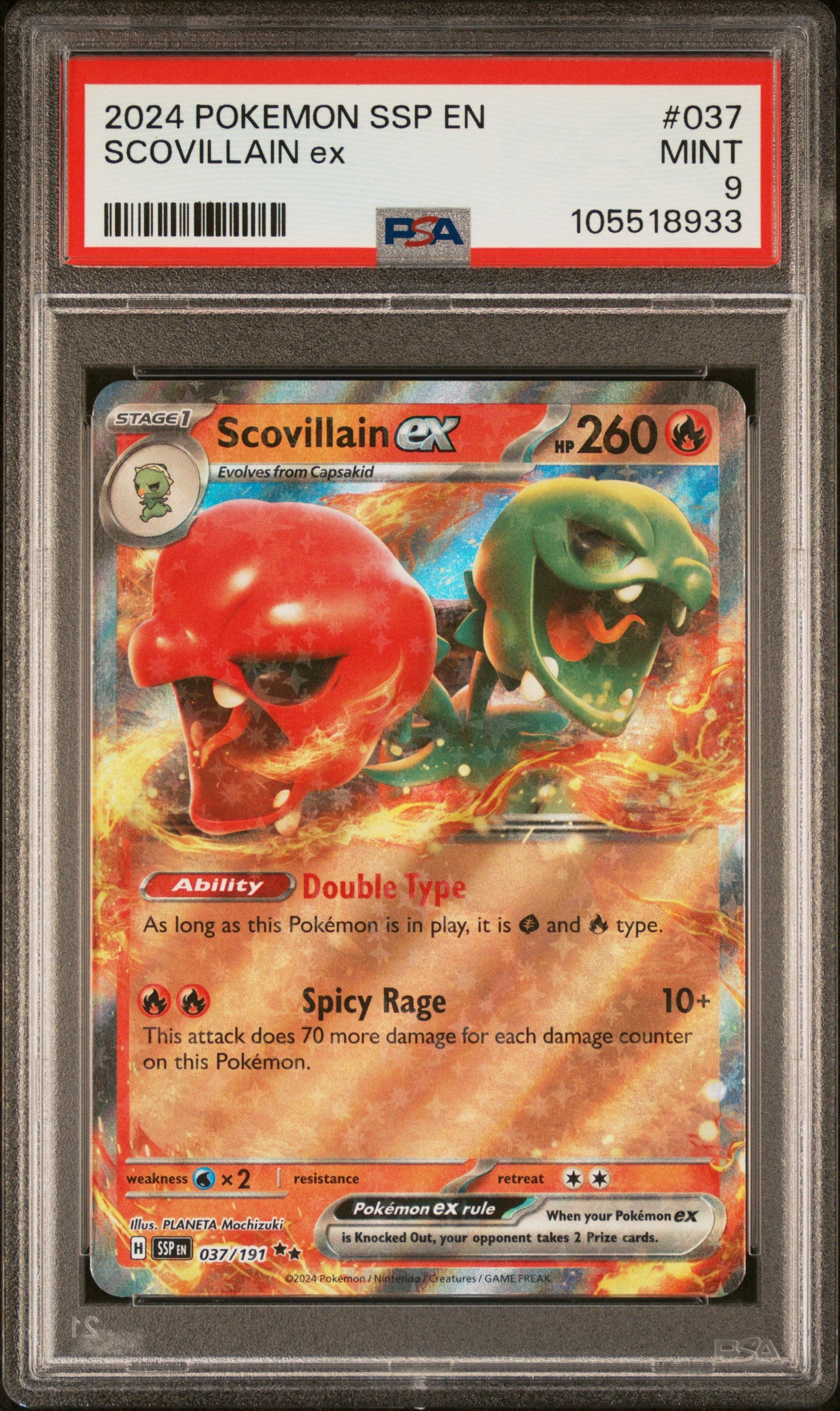 SCOVILLAIN EX 37/191 Common POKEMON SSP EN-SURGING SPARKS PSA9 MINT 9 PSA population 51 <a href=https://www.psacard.com/cert/105518933/psa>https://www.psacard.com/cert/105518933/psa</a>