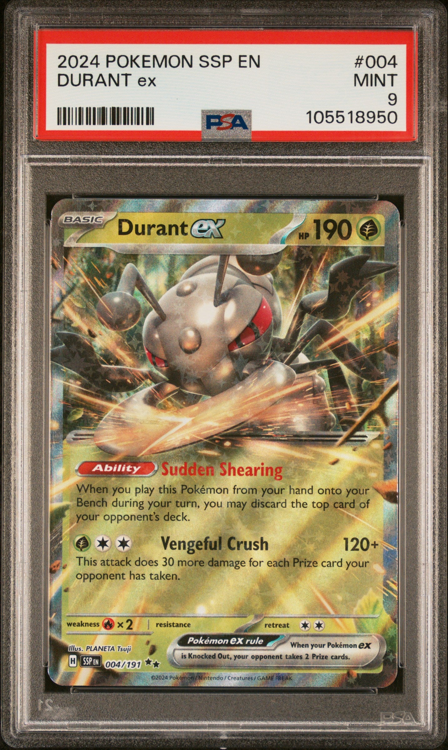 DURANT EX 4/191 Common POKEMON SSP EN-SURGING SPARKS PSA9 MINT 9 PSA population 69 <a href=https://www.psacard.com/cert/105518950/psa>https://www.psacard.com/cert/105518950/psa</a>
