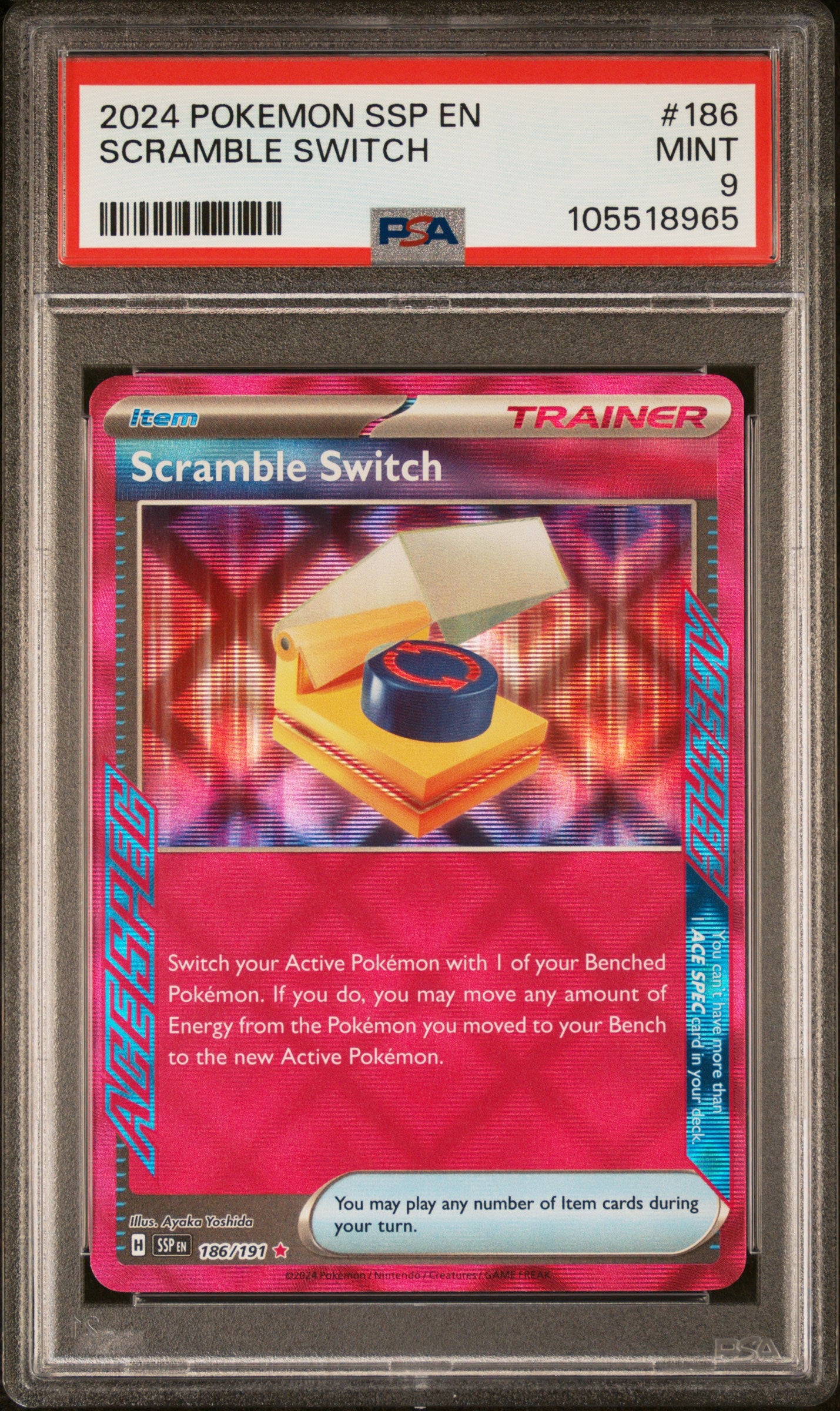 SCRAMBLE SWITCH 186/191 Common POKEMON SSP EN-SURGING SPARKS PSA9 MINT 9 PSA population 53 <a href=https://www.psacard.com/cert/105518965/psa>https://www.psacard.com/cert/105518965/psa</a>
