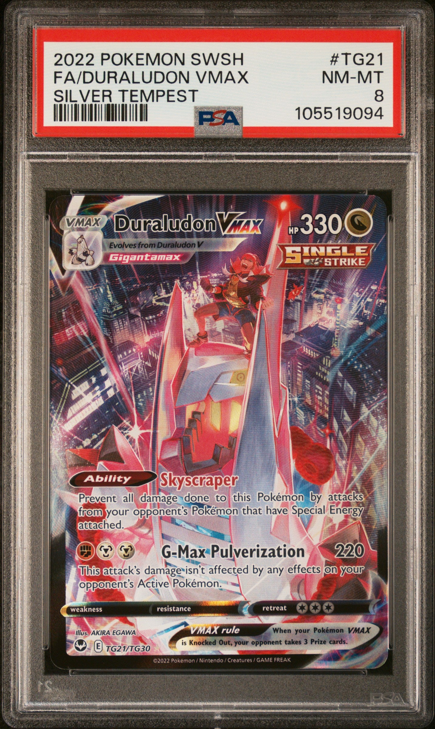 FA/DURALUDON VMAX TG21/TG30 Common POKEMON SWORD & SHIELD SILVER TEMPEST SILVER TEMPEST PSA8 NM-MT 8 PSA population 74 <a href=https://www.psacard.com/cert/105519094/psa>https://www.psacard.com/cert/105519094/psa</a>