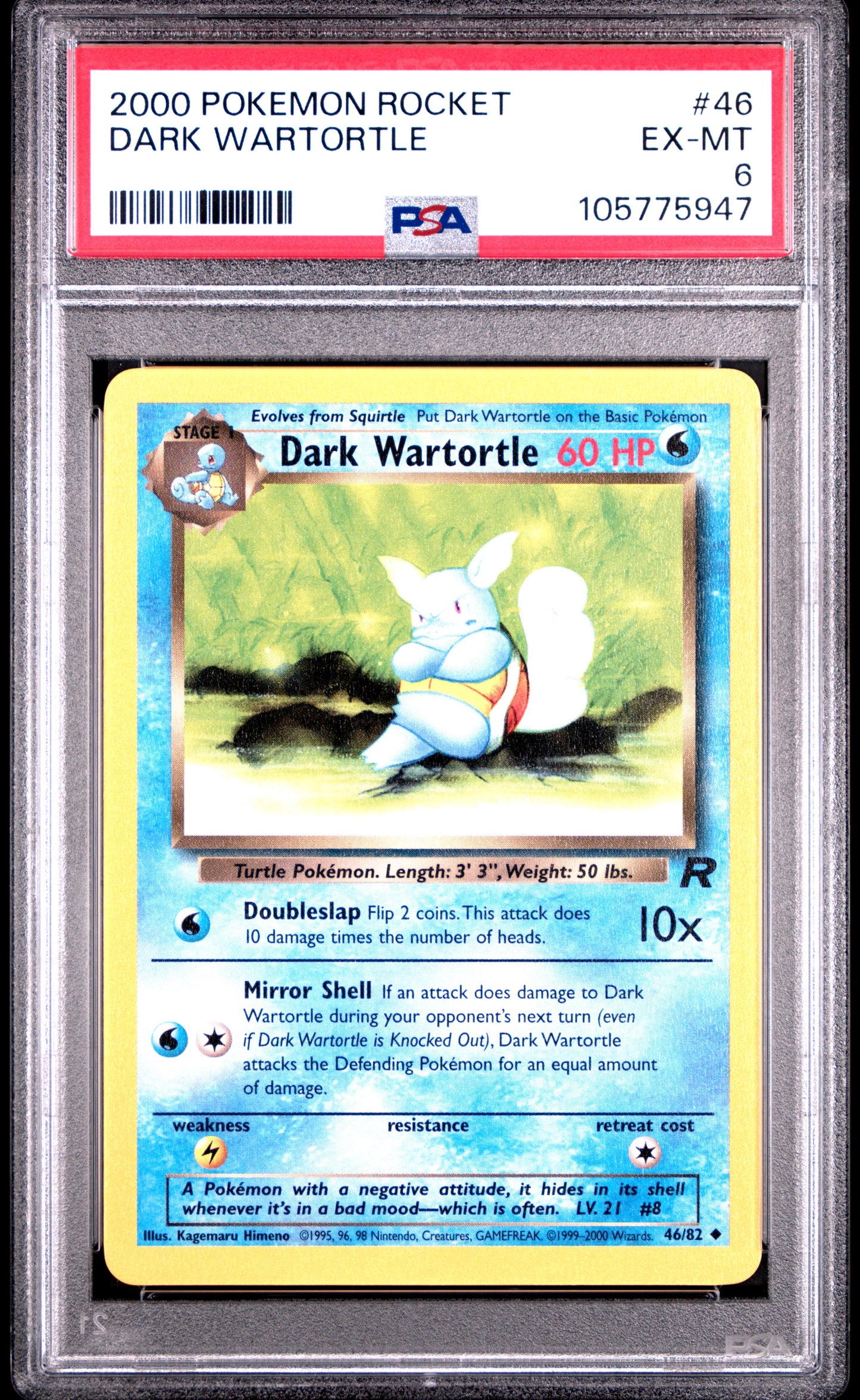 DARK WARTORTLE 46/82 Common POKEMON ROCKET PSA6 EX-MT 6 PSA population 52 <a href=https://www.psacard.com/cert/105775947/psa>https://www.psacard.com/cert/105775947/psa</a>