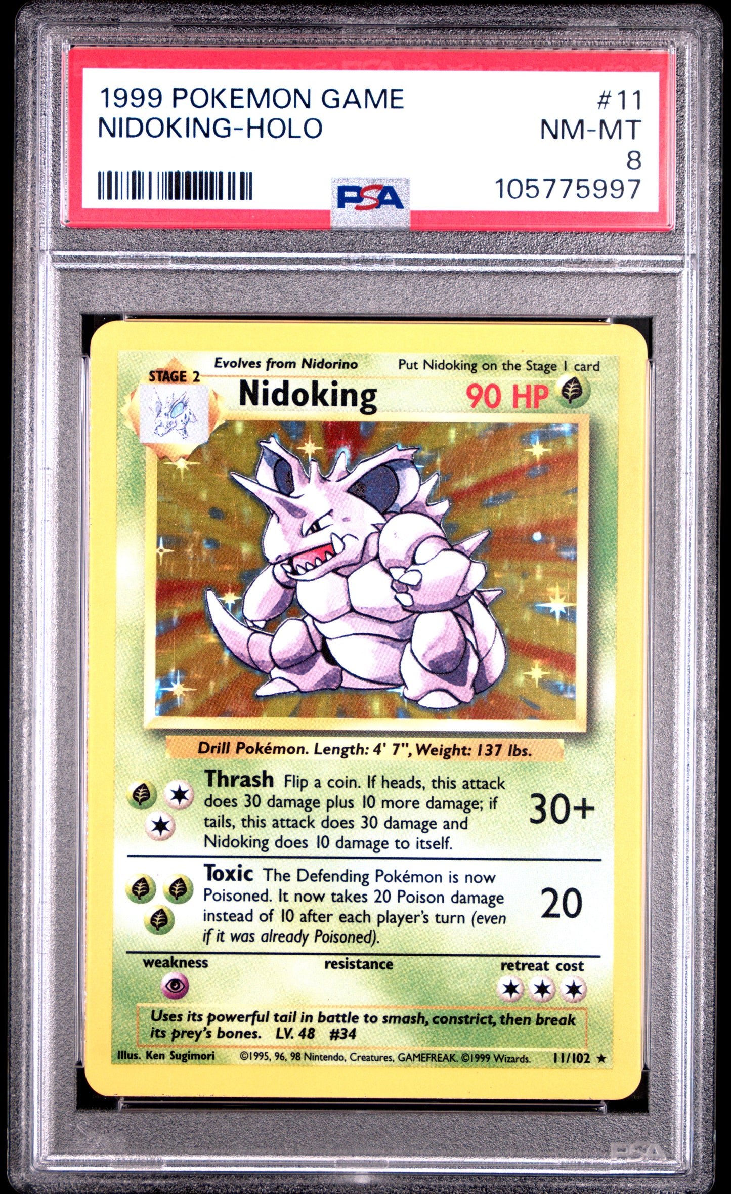 NIDOKING-HOLO 11/102 Unlimited POKEMON GAME PSA8 NM-MT 8 PSA population 3833 <a href=https://www.psacard.com/cert/105775997/psa>https://www.psacard.com/cert/105775997/psa</a>