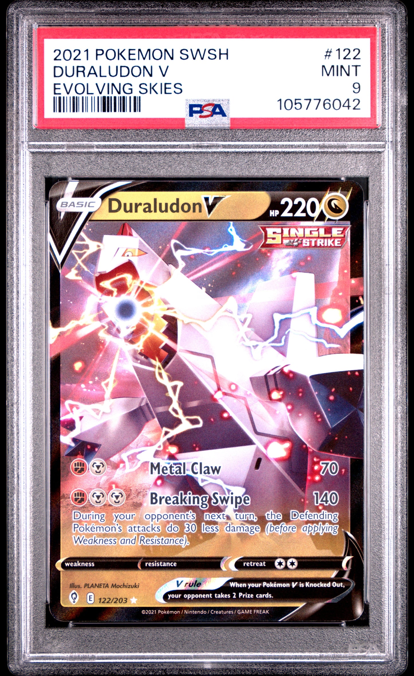 DURALUDON V 122/203 Common POKEMON SWORD & SHIELD EVOLVING SKIES EVOLVING SKIES PSA9 MINT 9 PSA population 47 <a href=https://www.psacard.com/cert/105776042/psa>https://www.psacard.com/cert/105776042/psa</a>