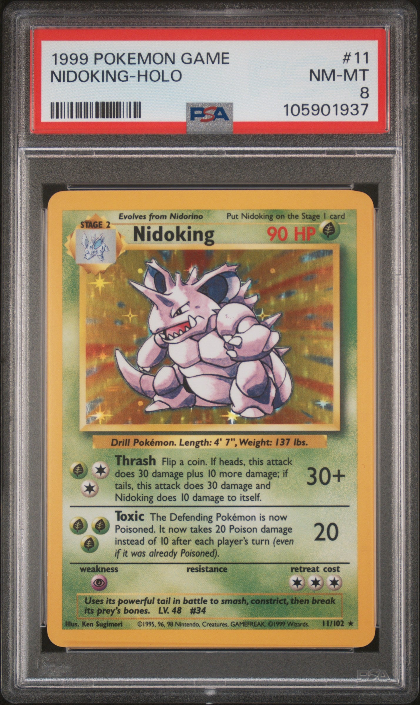 NIDOKING-HOLO 11/102 Unlimited POKEMON GAME PSA8 NM-MT 8 PSA population 3833 <a href=https://www.psacard.com/cert/105901937/psa>https://www.psacard.com/cert/105901937/psa</a>