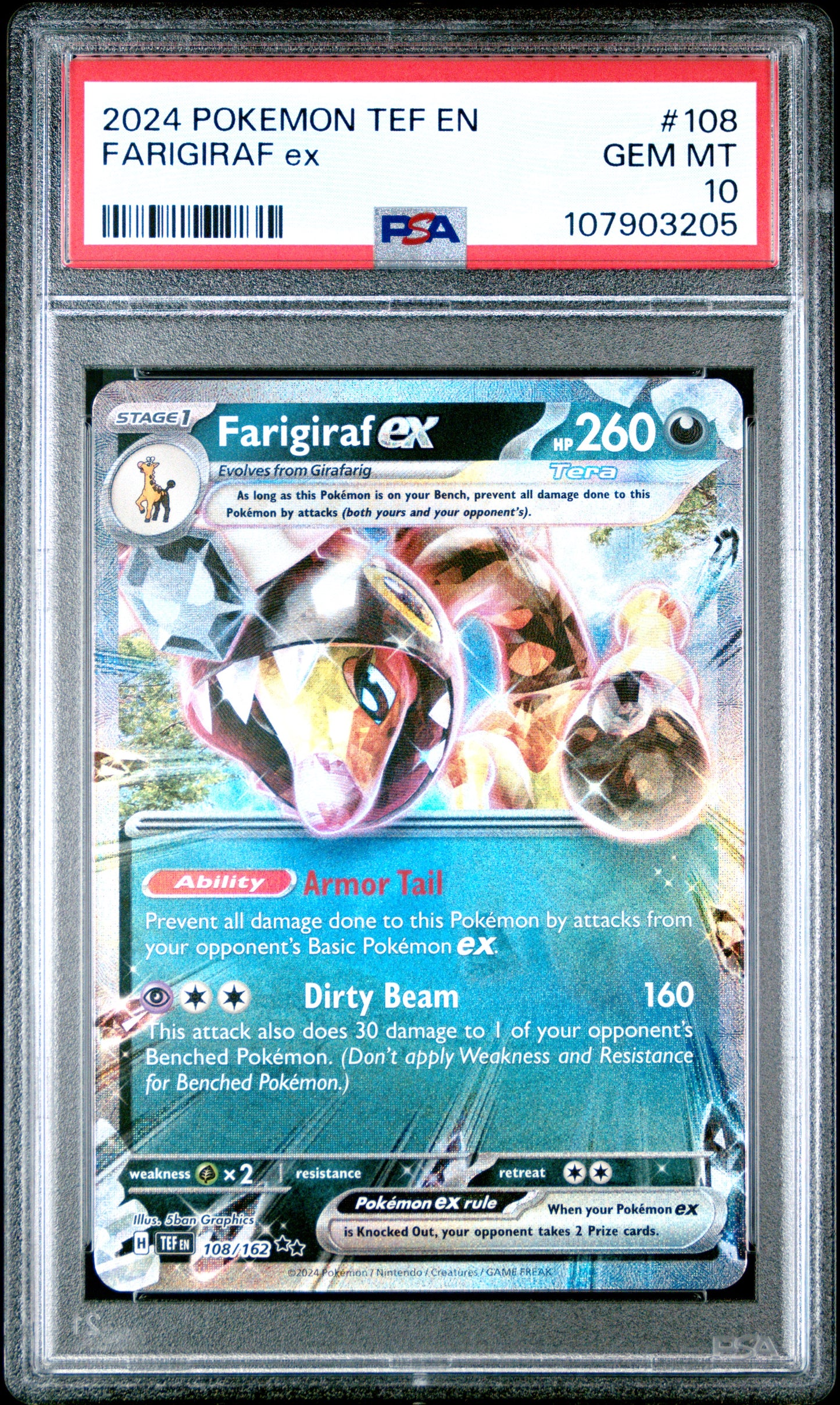 FARIGIRAF EX 108/162 Common POKEMON TEF EN-TEMPORAL FORCES PSA10 GEM MT 10 PSA population 89 <a href=https://www.psacard.com/cert/107903205/psa>https://www.psacard.com/cert/107903205/psa</a>