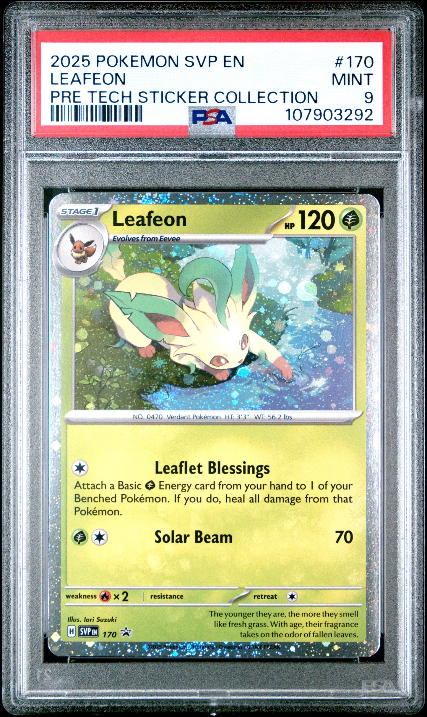 LEAFEON 170/SVP Common POKEMON SVP EN-SV BLACK STAR PROMO PRE TECH STICKER COLLECTION PSA9 MINT 9 PSA population 354 <a href=https://www.psacard.com/cert/107903292/psa>https://www.psacard.com/cert/107903292/psa</a>